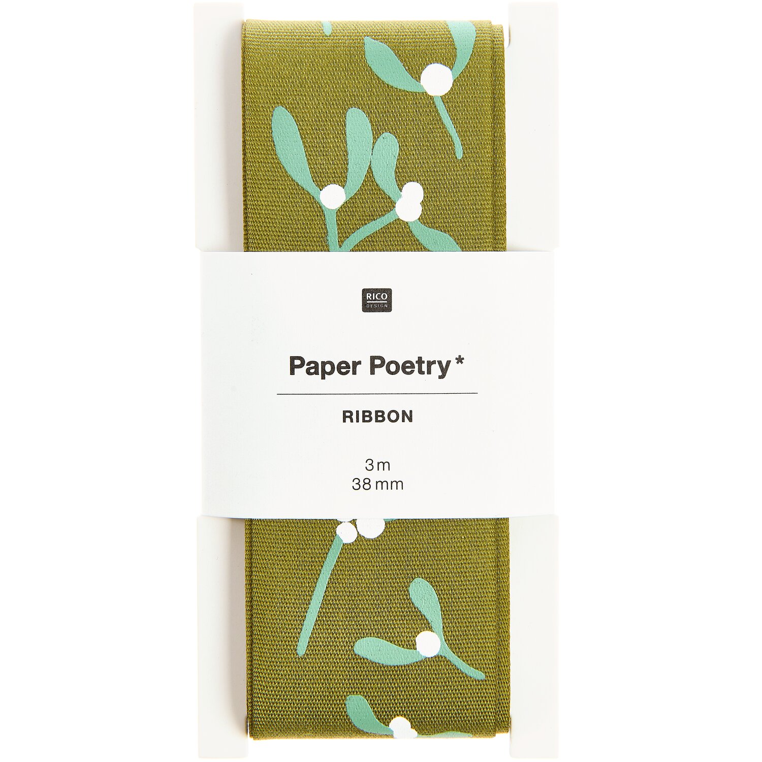 Paper Poetry Taftband Mistelzweige 38mmx3m Farbe Grün von Rico Design