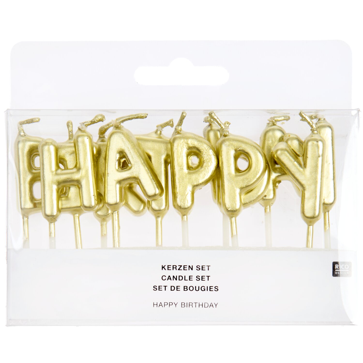 Kerzen Happy Birthday Gold 13 Stück von Rico Design