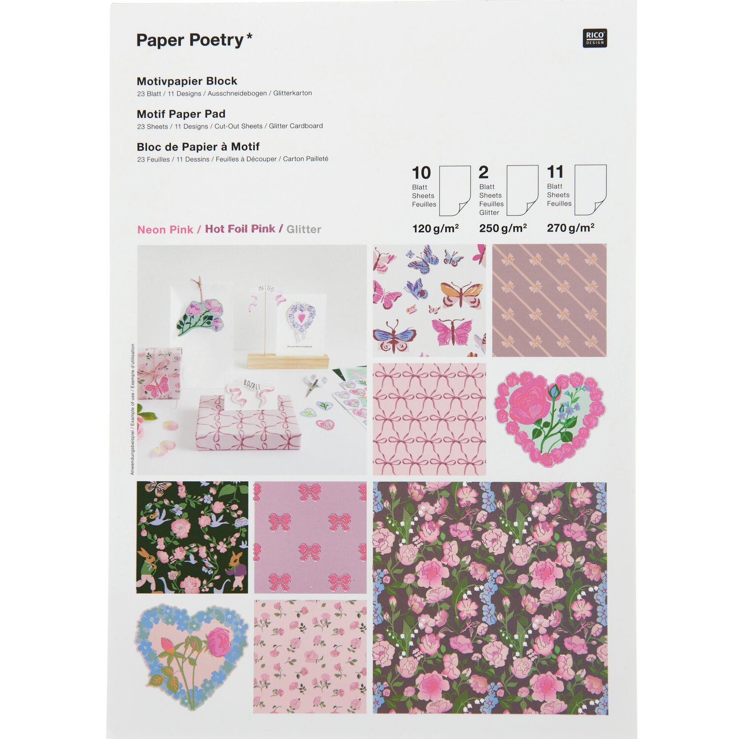 Paper Poetry Motivpapierblock La Vie En Rose Paper Poetry Motivpapierblock La Vie En Rose