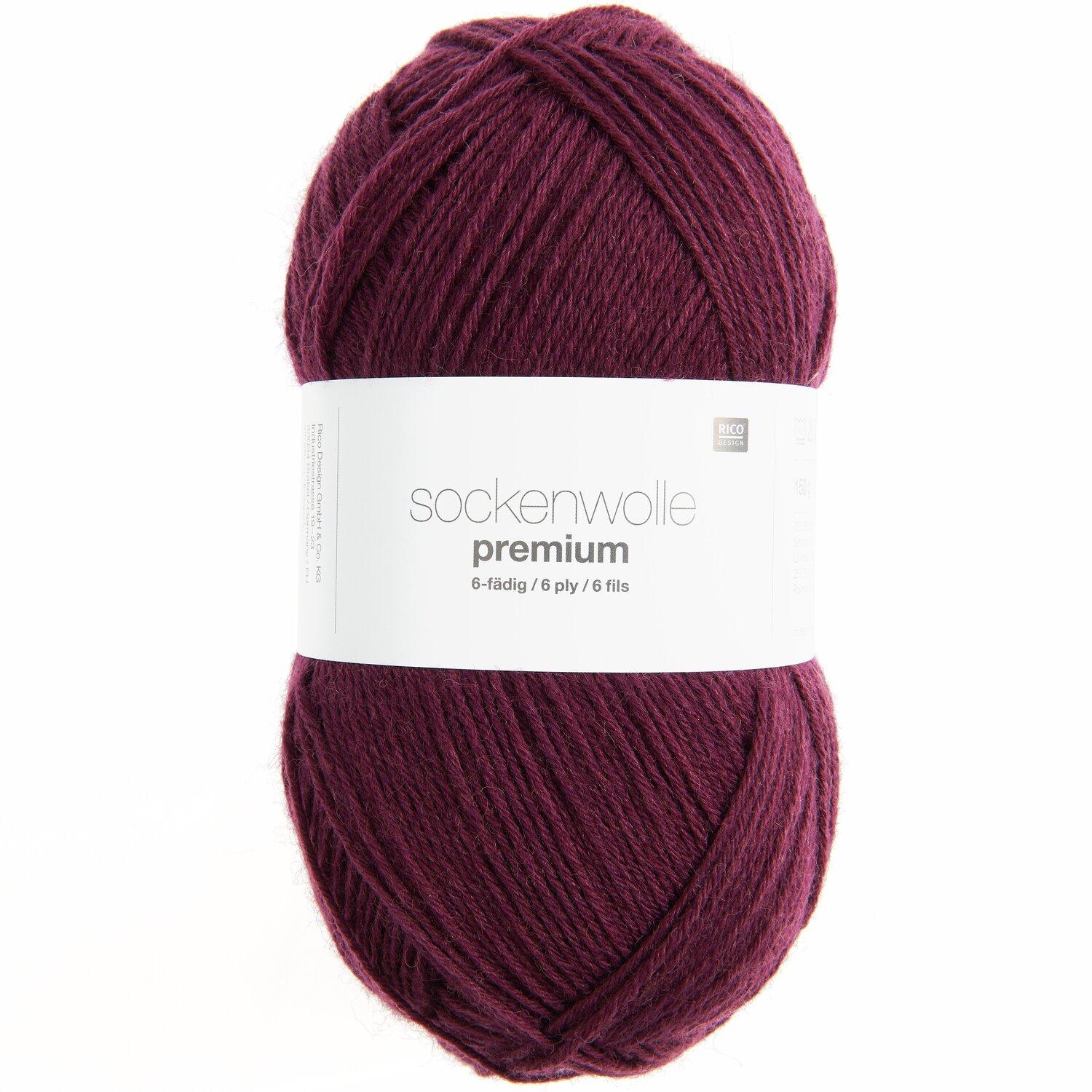 Sockenwolle Premium 6-fädig 150g 380m Farbe Burgund von Rico Design