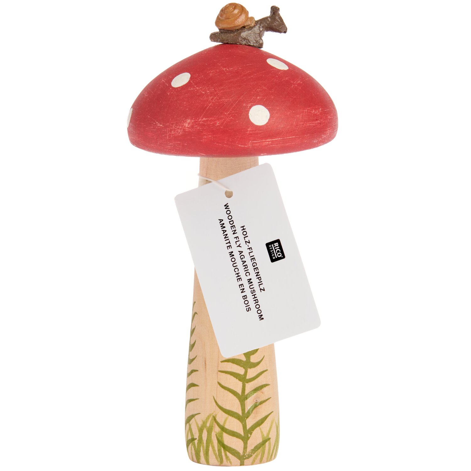 Holz Fliegenpilz Rot-Natur 7,3x16x7,3cm von Rico Design