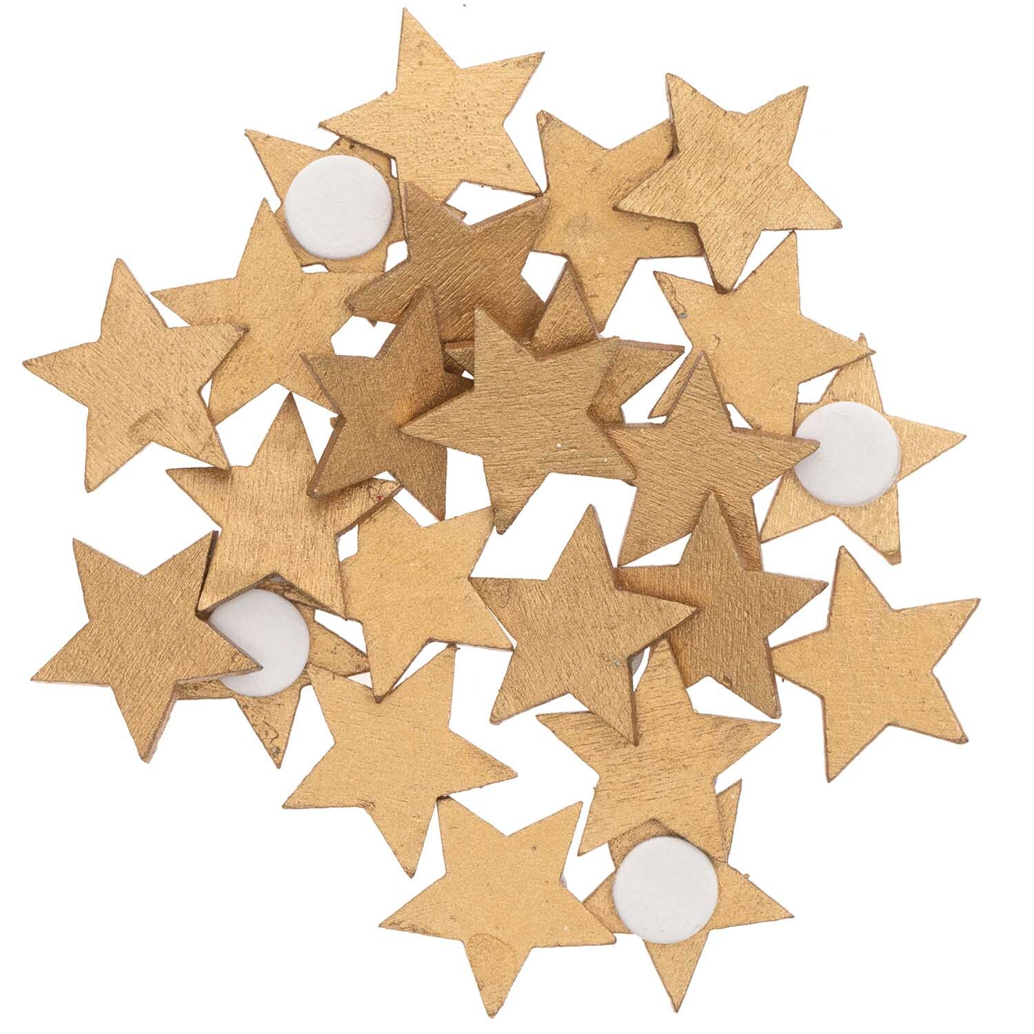 Holzsticker Sterne gold 20x19mm 24 Stück