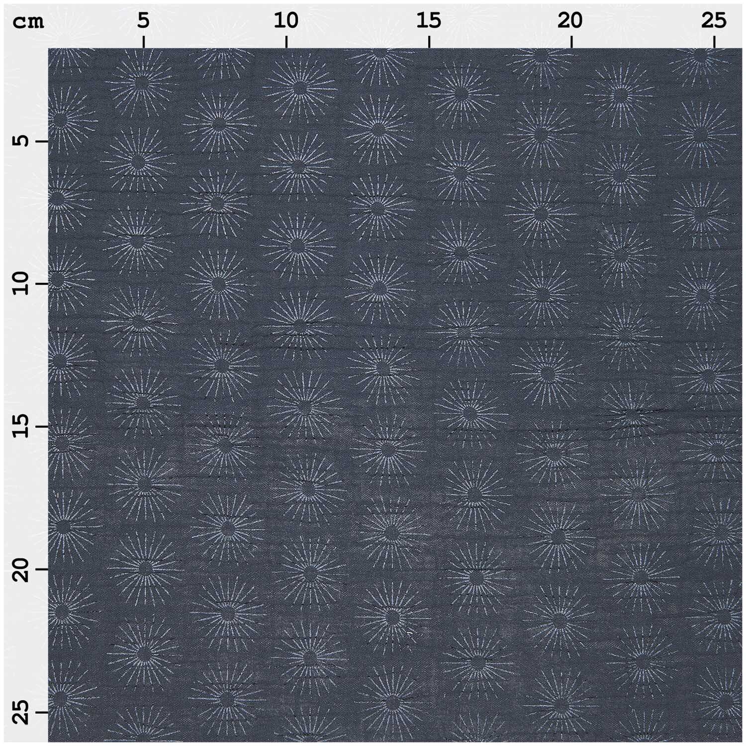 Meterware Krinkelmusselin Rosette blau Hot Foil Meterware Krinkelmusselin Rosette blau Hot Foil