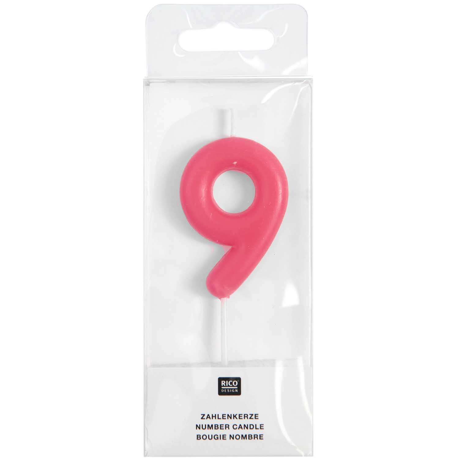 Zahlenkerze Neon Pink 10,5cm von Rico Design