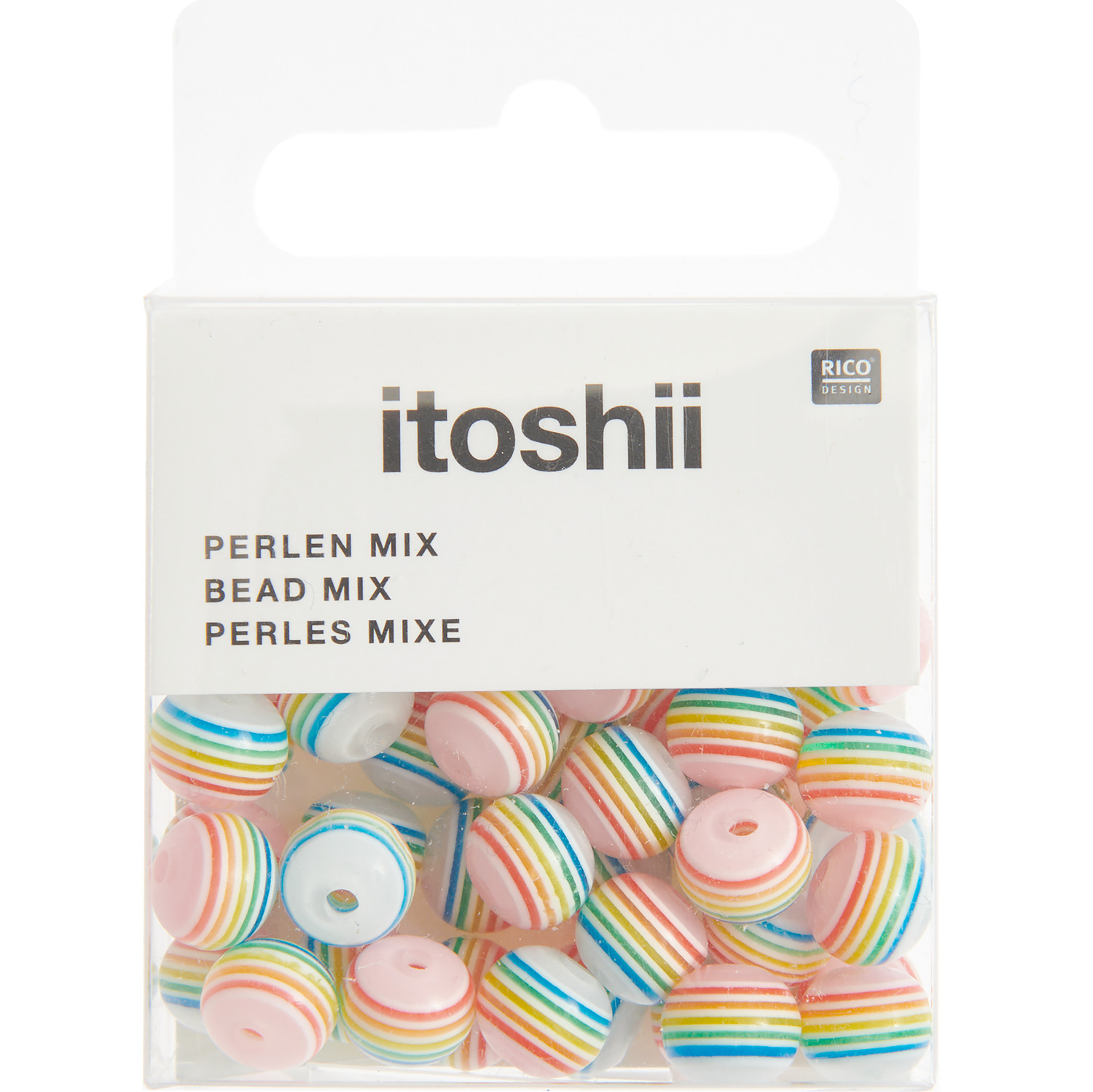 itoshii Gestreifte Perlen Regenbogen 8mm 48 Stück itoshii Gestreifte Perlen Regenbogen 8mm 48 Stück