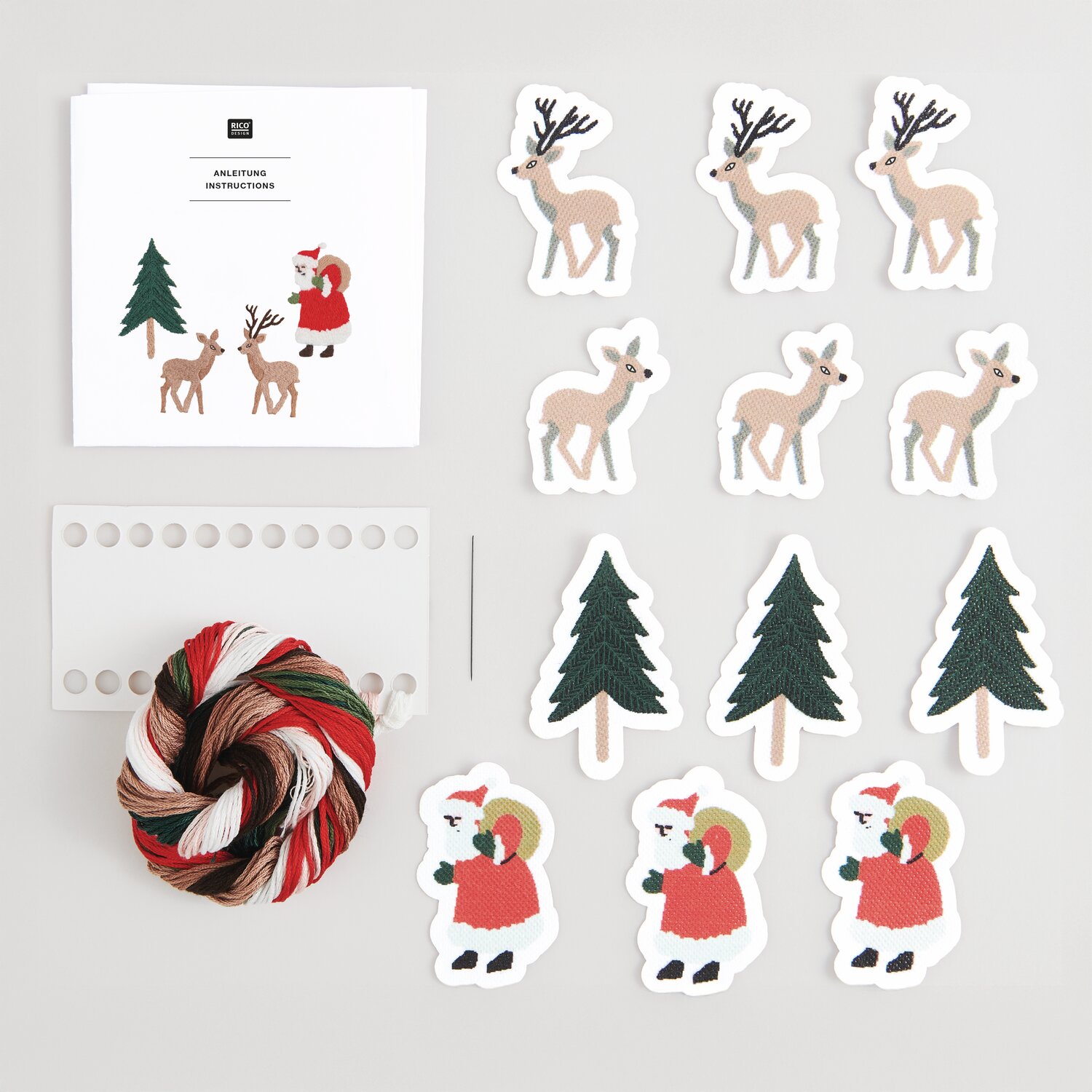 Stick & Stitch Stickpackung Weihnachtswald 12 Stück von Rico Design