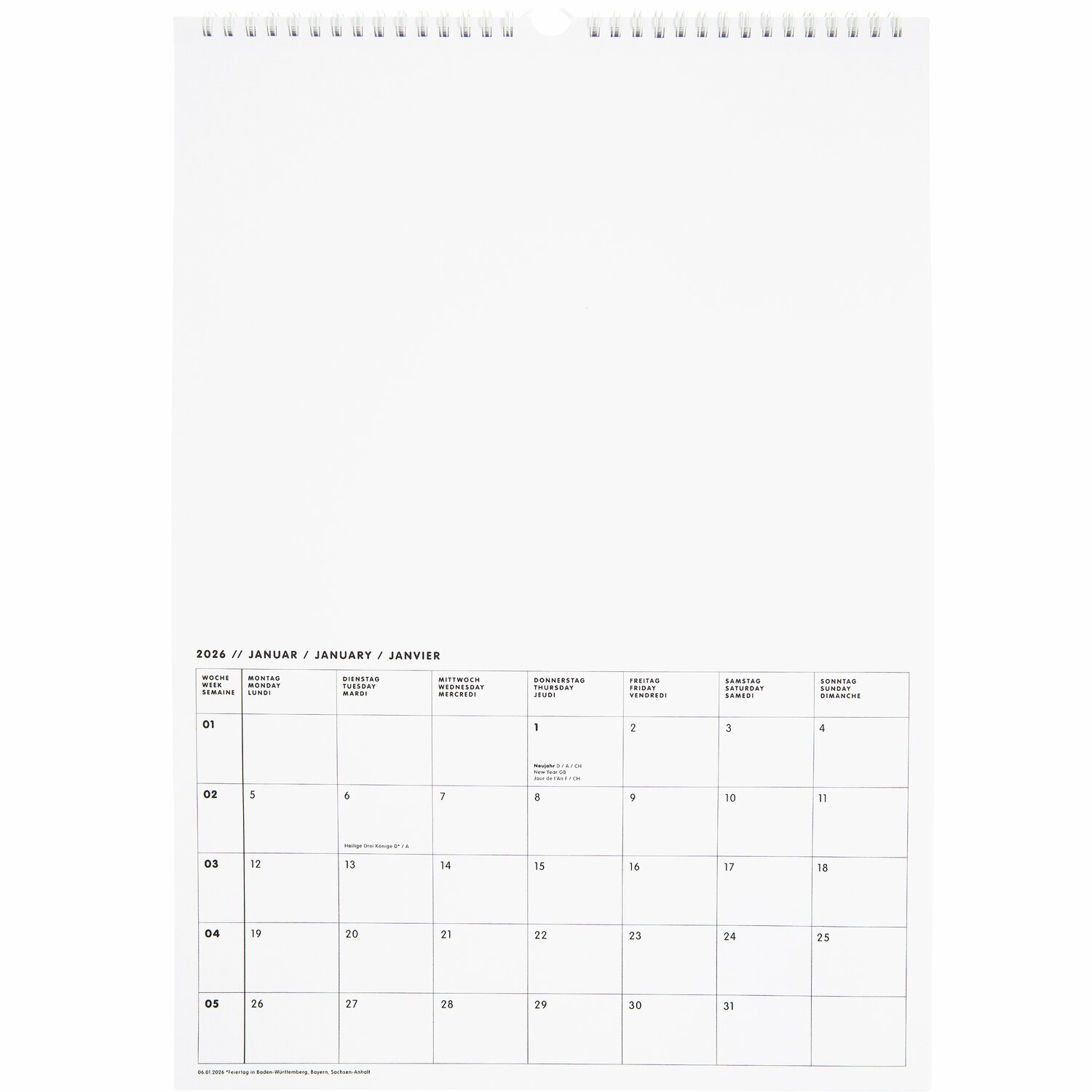 Bastelkalender 2026 DIN A3 Farbe Weiß von Rico Design