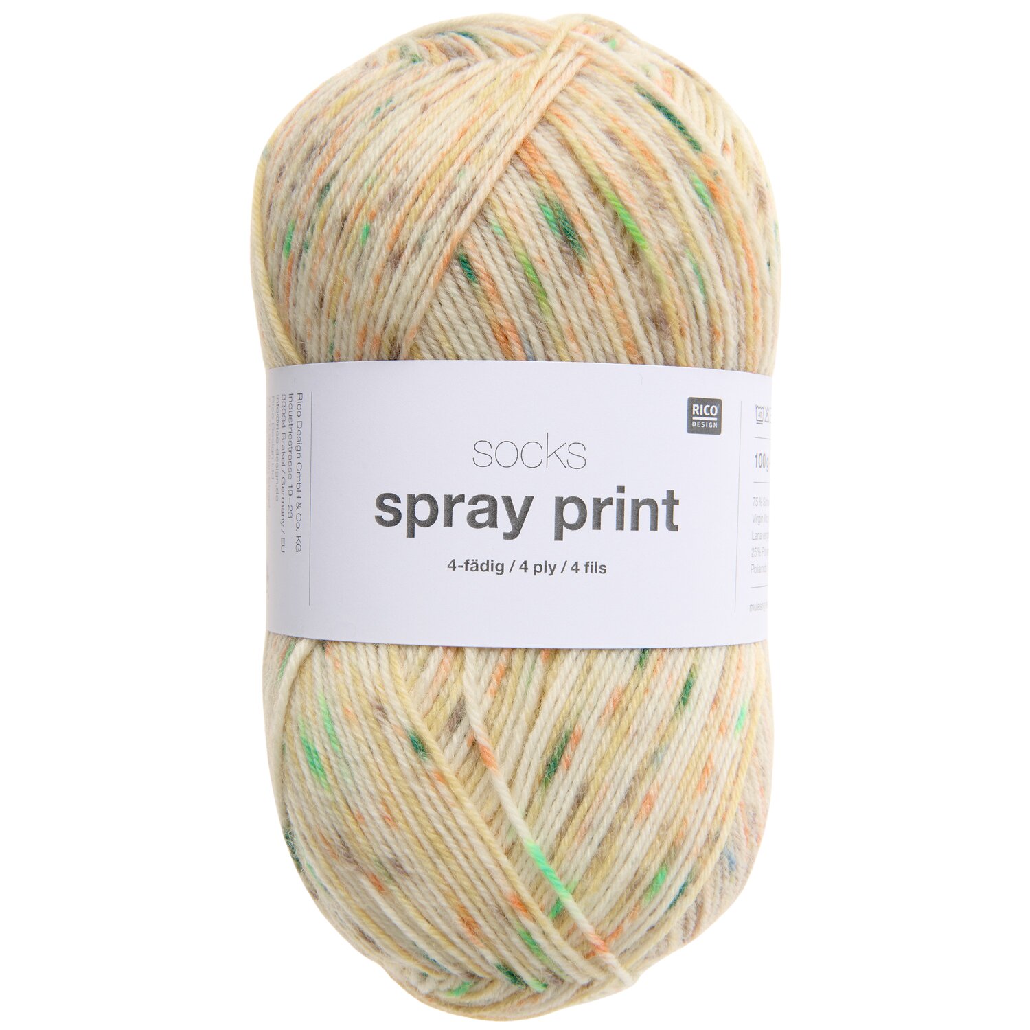 Socks Spray Print 4-fädig 100g 380m Farbe Sunflower von Rico Design