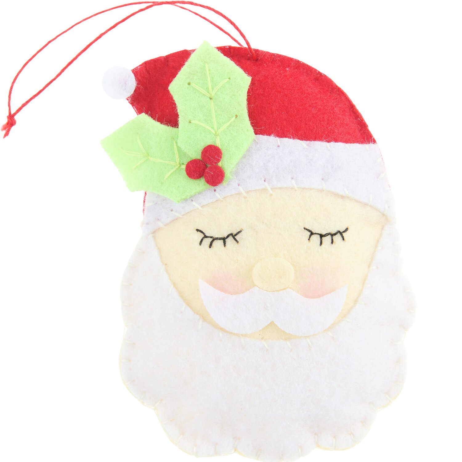 Aufhänger Filz-Santa mit Ilex Rot/Weiß 9,3x6,5x2,3cm von Rico Design