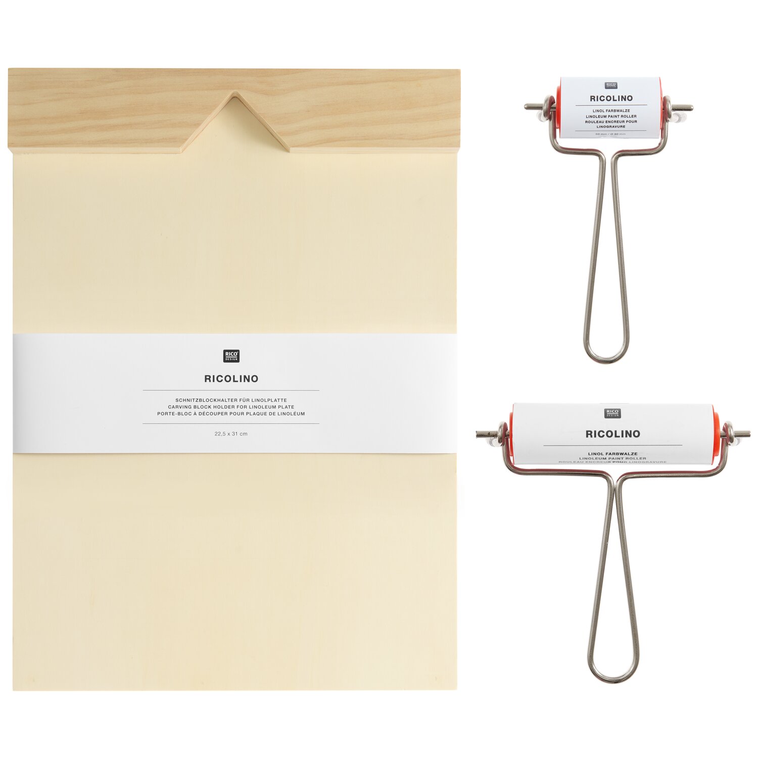Ricolino Farbwalze, Ø3cm, von Rico Design, im Set mit zwei Metallhandgriffen, ideal zum gleichmäßigen Auftragen von Farbe auf Papier oder Leinwand