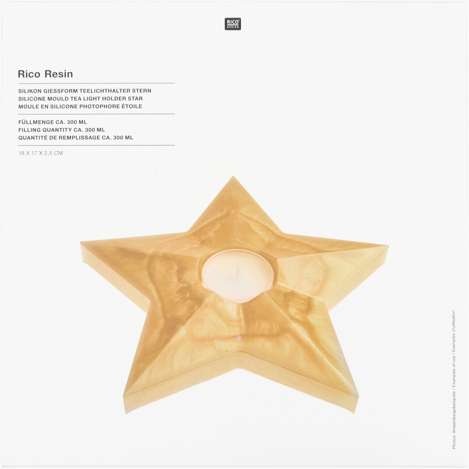 Silikon Gießform Teelicht Stern groß  18x17x2,5cm von Rico Design