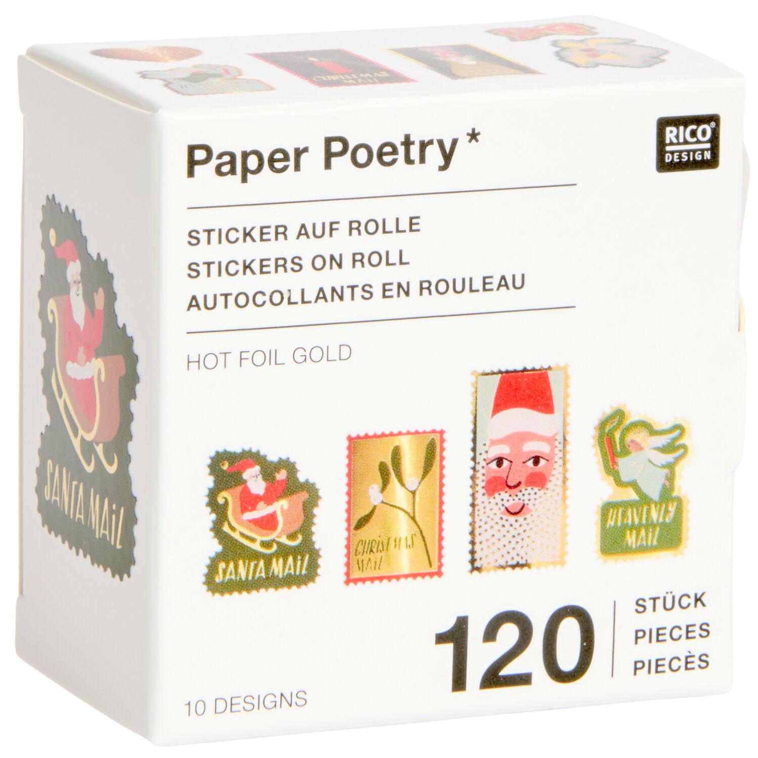 Paper Poetry Mini Sticker auf Rolle Advent Briefmarken 120-teilig von Rico Design