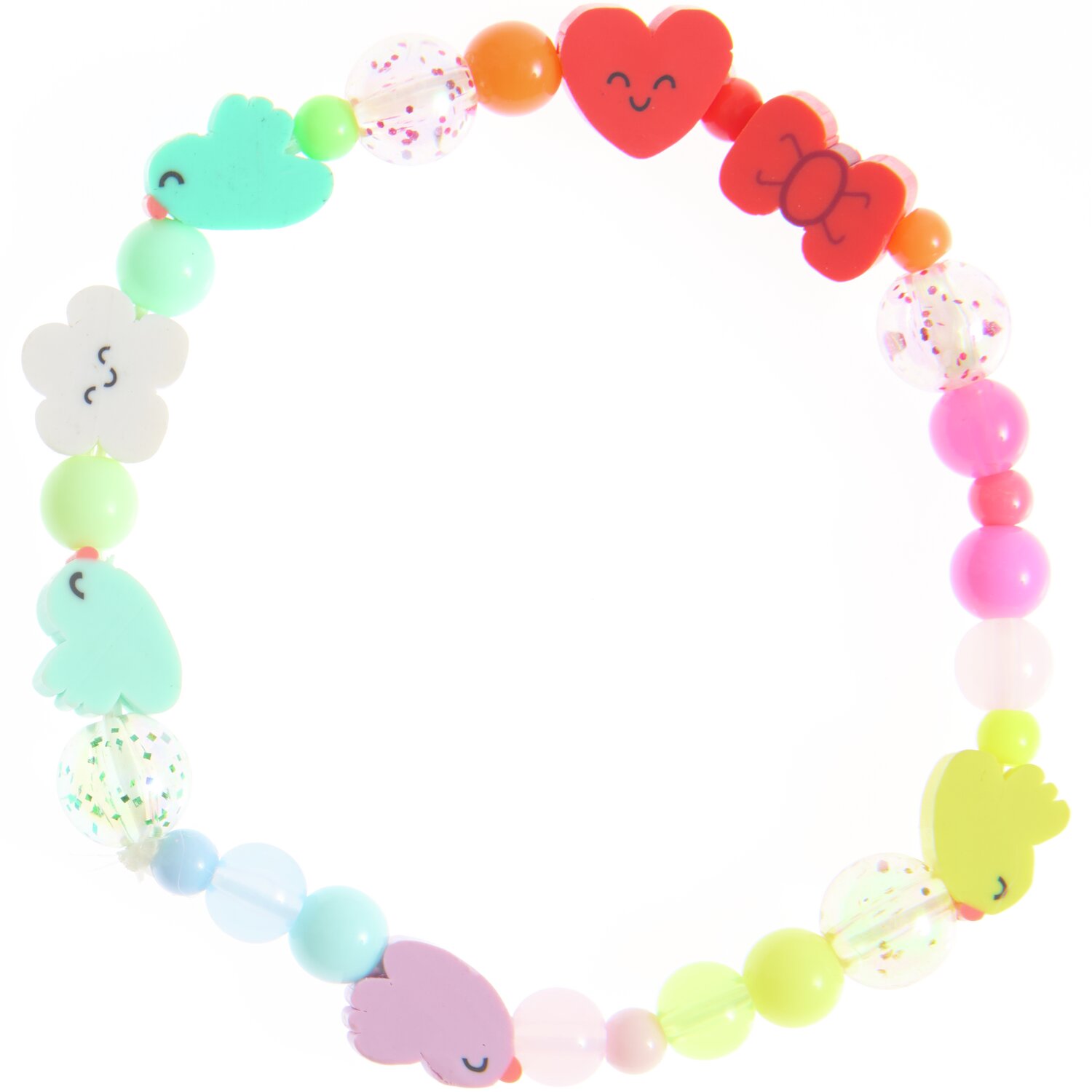 Mini Perlen Armband Set Chingu Sky, buntes Design mit Herz- und Tiermotiven, ideal für Kinder.