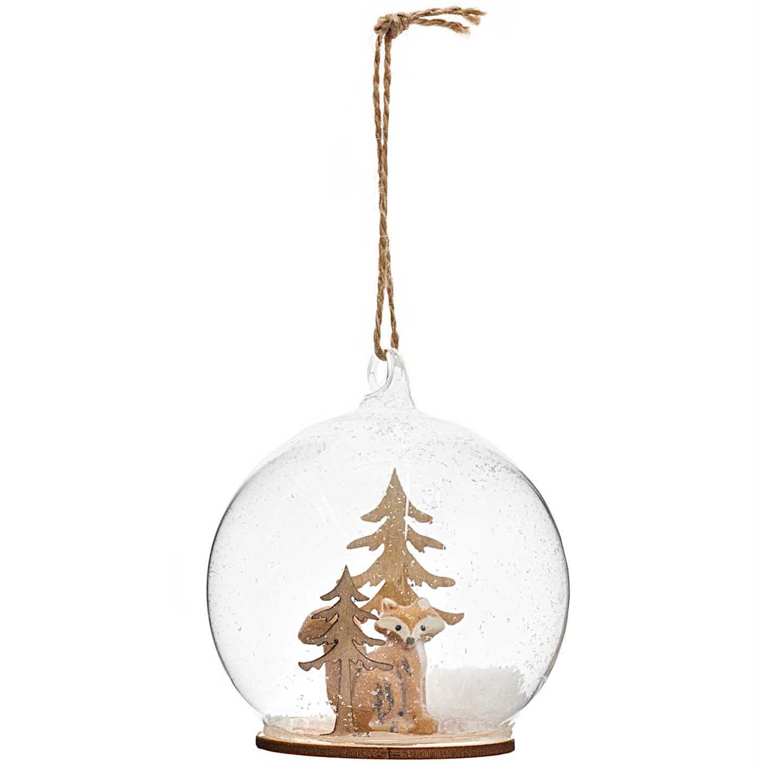 Hänger Glaskugel Tannen mit Fuchs Ø8cm von Rico Design Hänger Glaskugel Tannen mit Fuchs Ø8cm von Rico Design