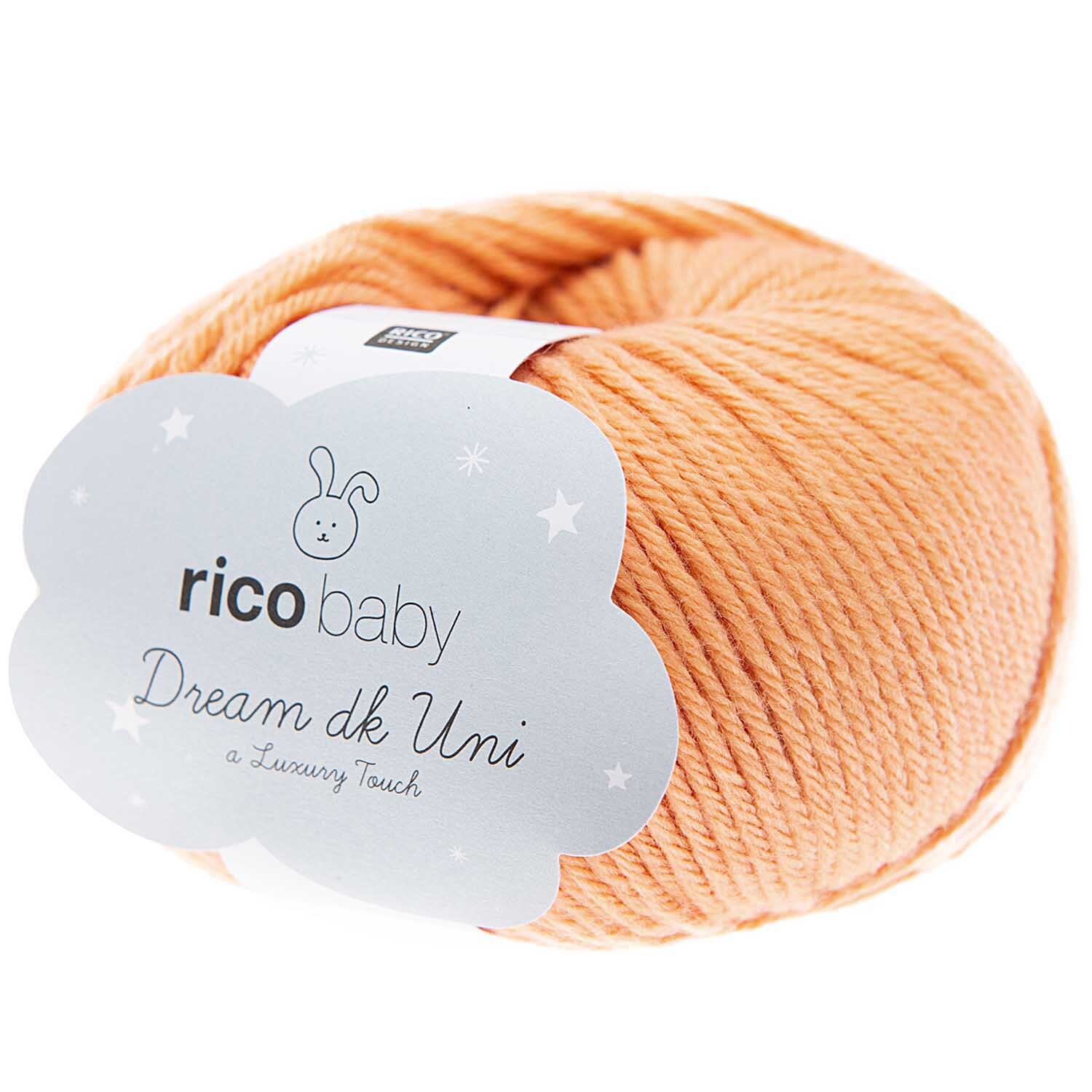 Strickset Mütze Modell 10 aus Baby 042 von Rico Design Rico Baby Dream dk uni - A Luxury Touch: Weiches Garn in Apricot, 50g Knäuel von Rico Design.
