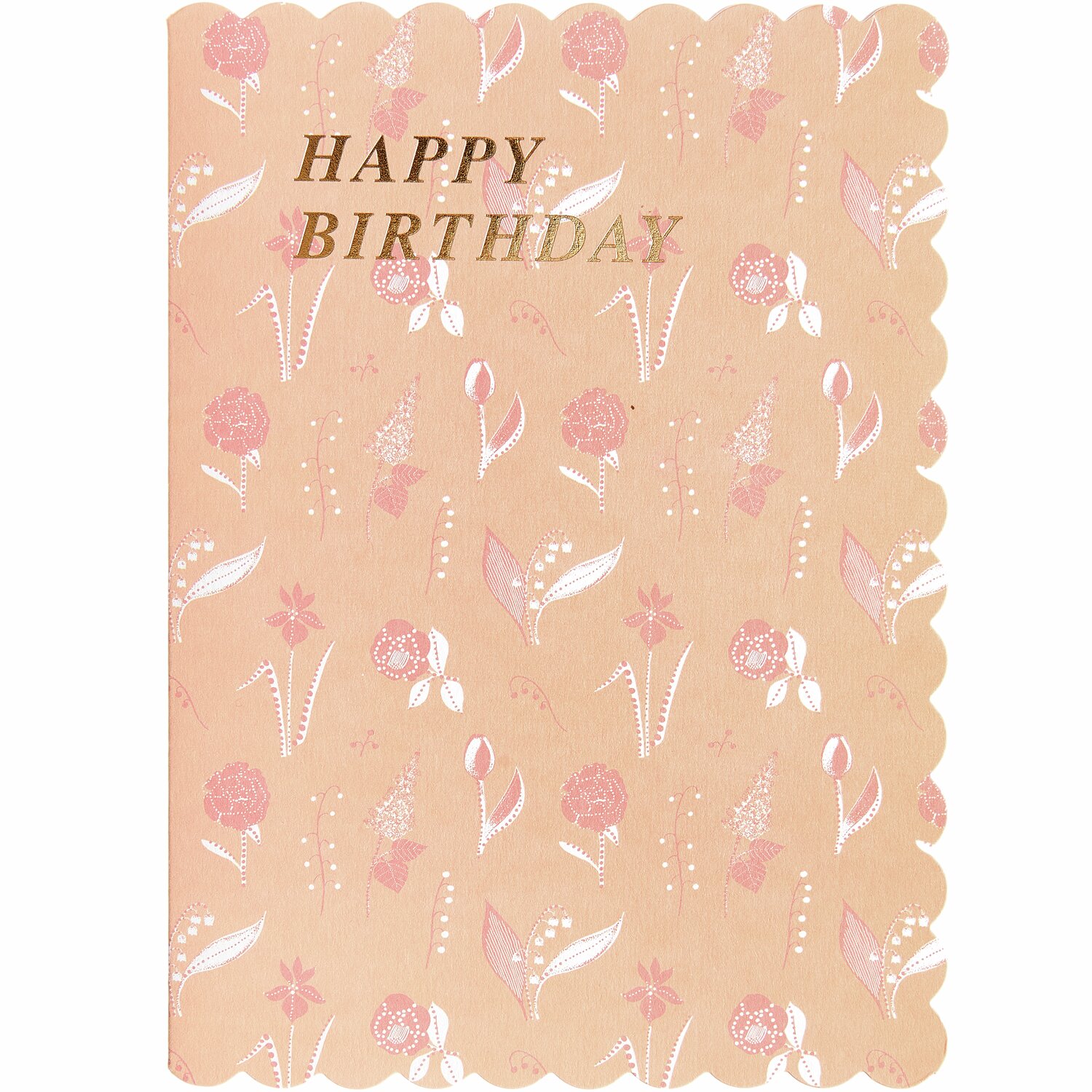 Paper Poetry 3D-Kartenset Blumen Sky Pastell: Geburtstagskarte mit rosa Blumenmuster und gewelltem Rand.