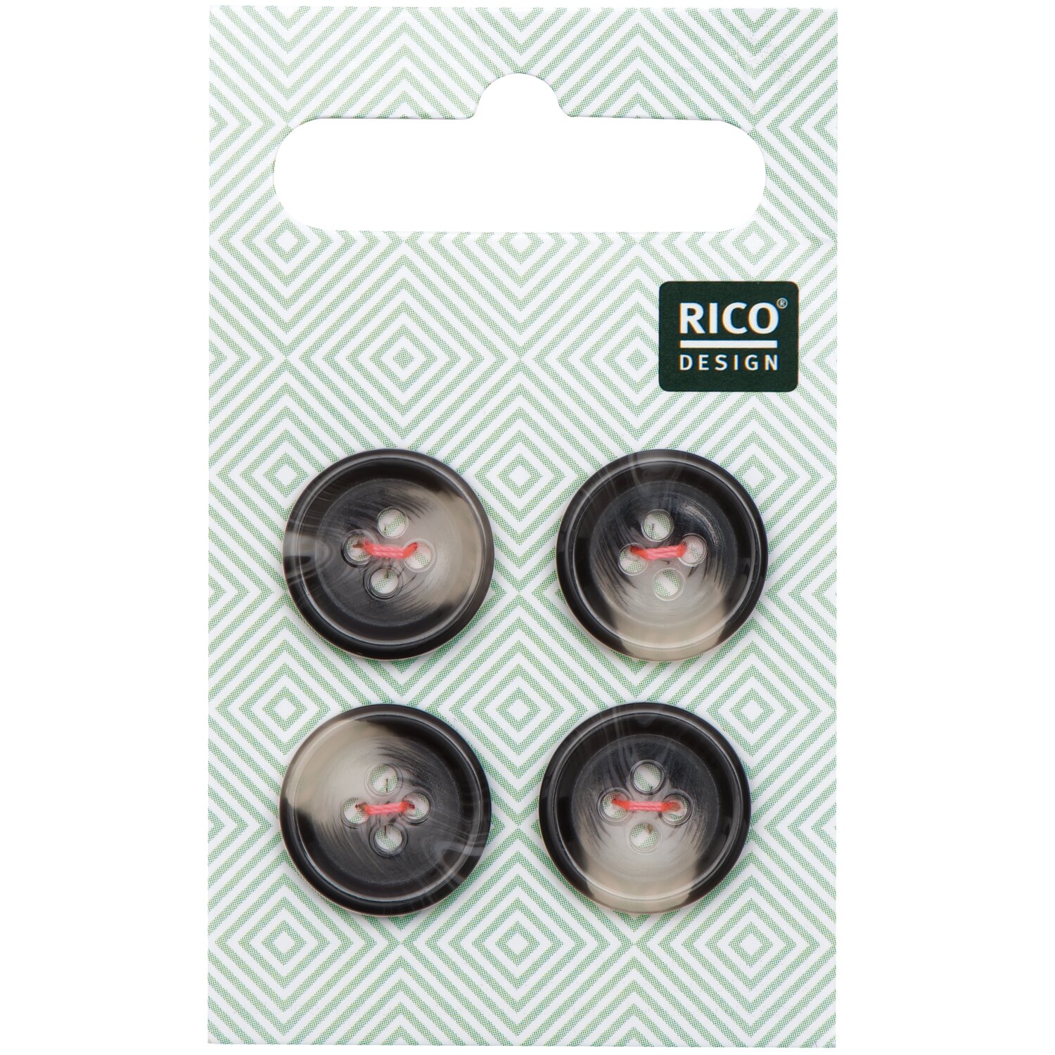 Knöpfe Grau strukturiert 1,5cm 4 Stück von Rico Design