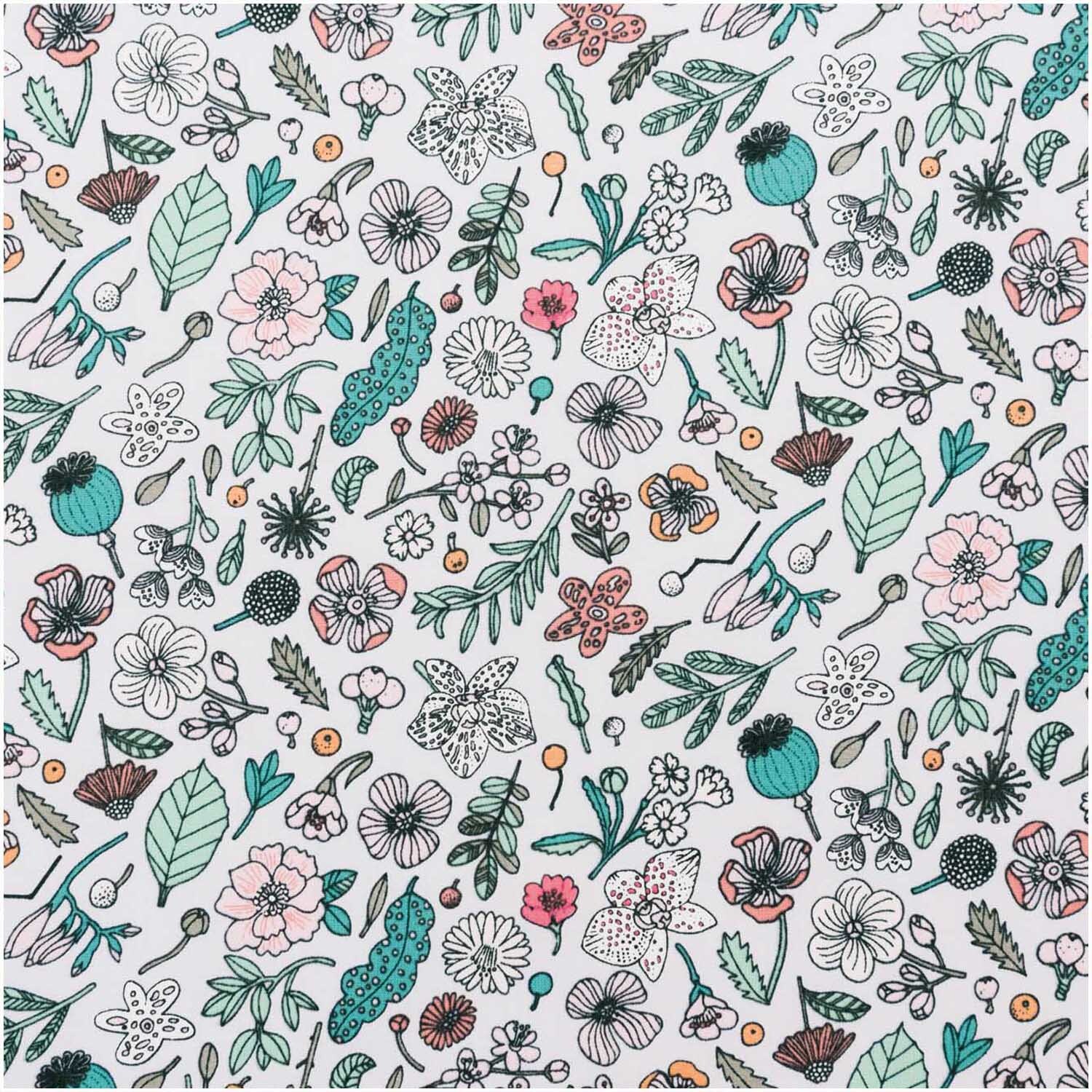 Druckstoff Hygge Blumen flieder-neon 50x140cm