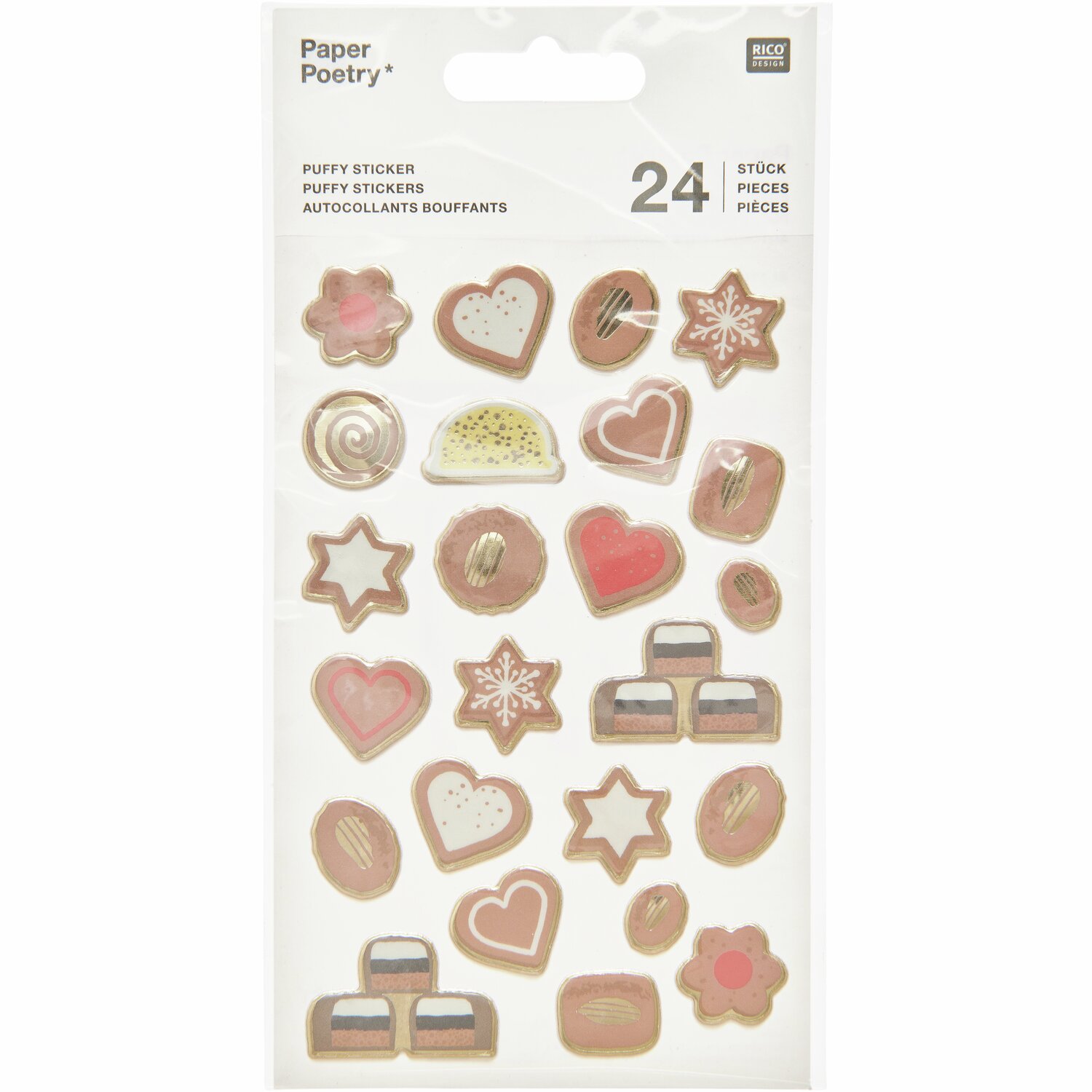 Paper Poetry Puffy Sticker Cookies 1 Bogen von Rico Design