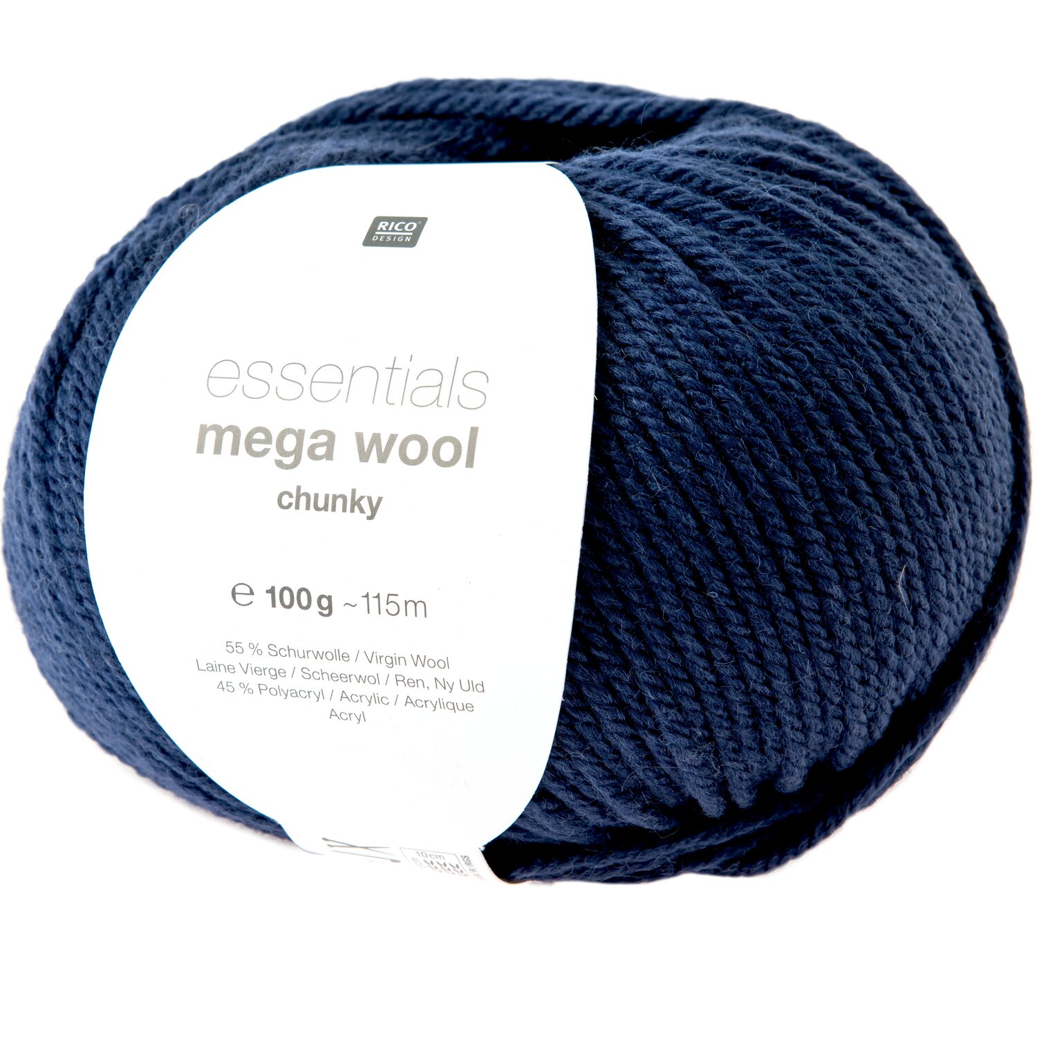 Essentials Mega Wool chunky 100g 115m Farbe Blau von Rico Design