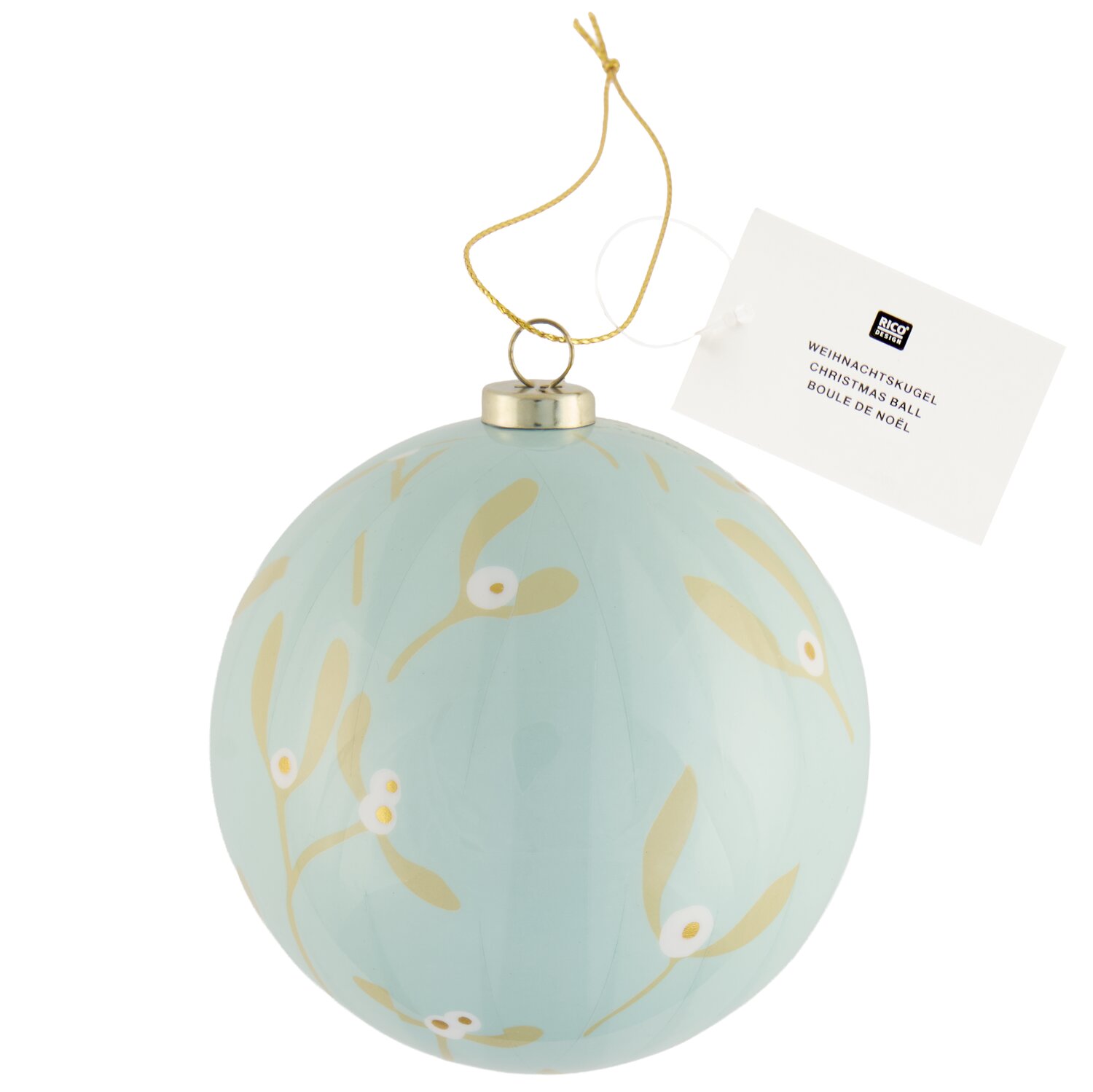 Weihnachtskugel mit Mistelzweigen Ø7,8cm Farbe Mint von Rico Design