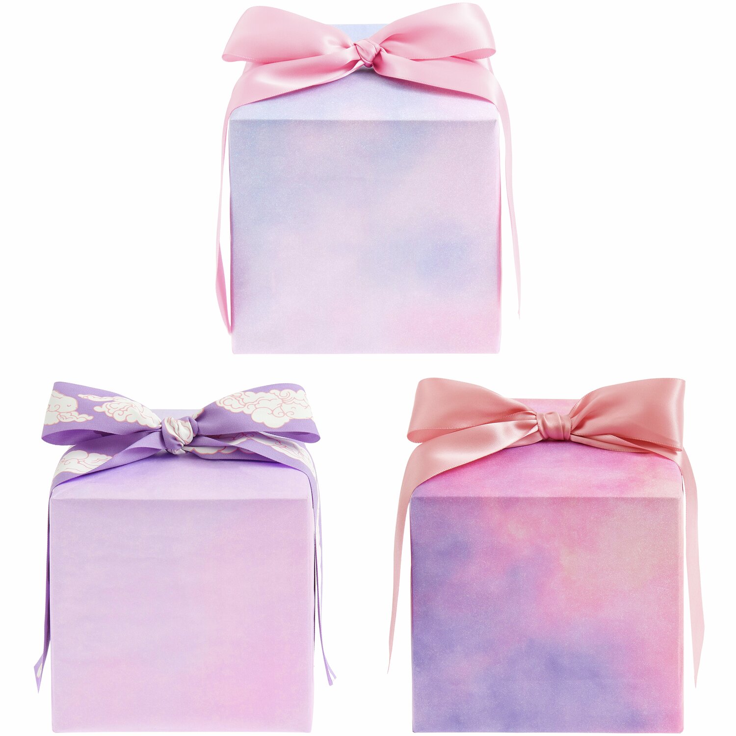 Paper Poetry Seidenpapier Mix The Sky is the Limit 9 Bögen, pastellfarbene Geschenkboxen mit Schleifen in Rosa und Lila, 50x70cm.