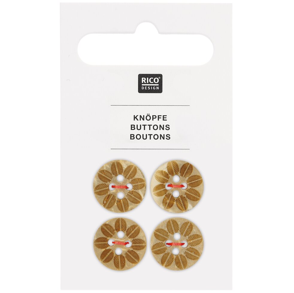 Holzknöpfe mit Blüte 1,6cm 4 Stück von Rico Design