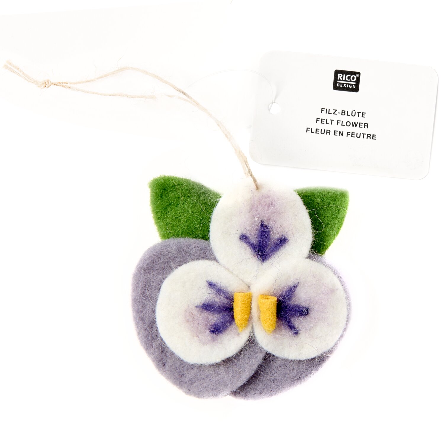 Aufhänger Filz-Blüte Stiefmütterchen 6x7x1,3cm von Rico Design