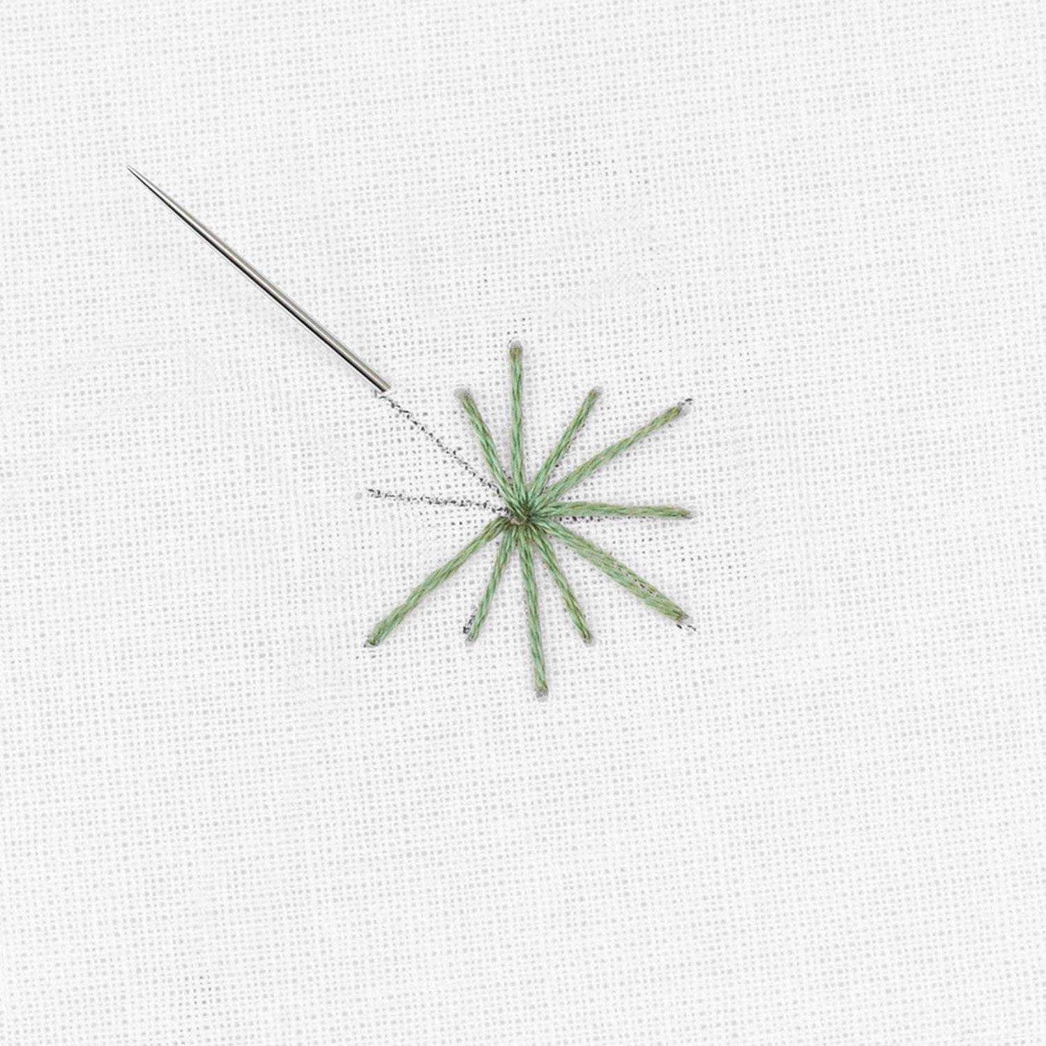 Schritt 4 in der Stickanleitung für einen Spannstich