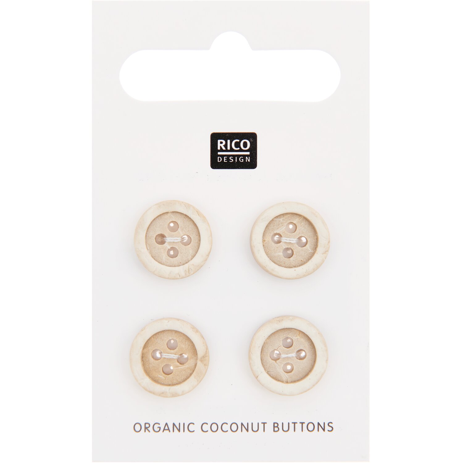 Kokosnuss Knöpfe 4 Stück Größe 12mm von Rico Design