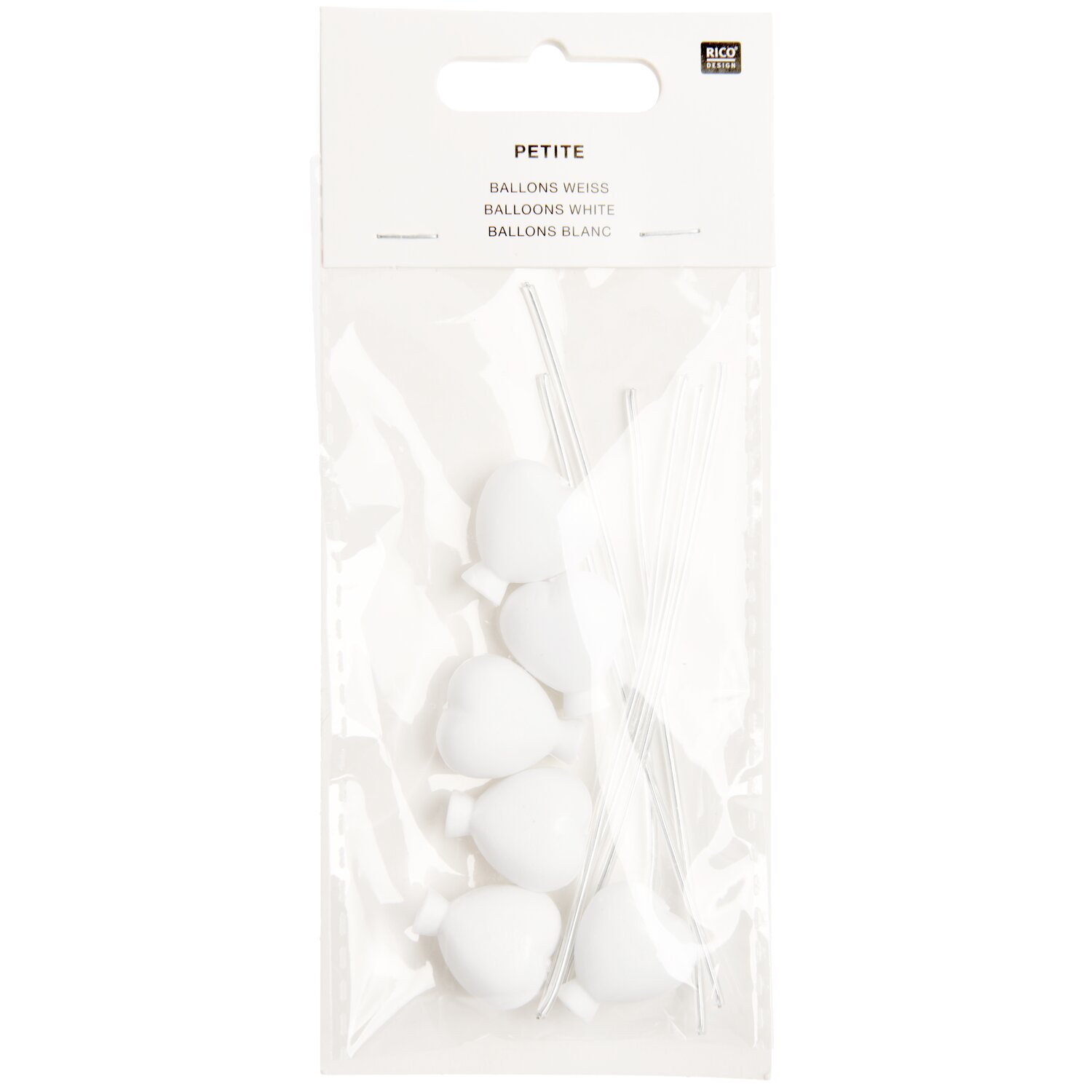 Miniatur Ballons 6 Stück Farbe Weiß von Rico Design