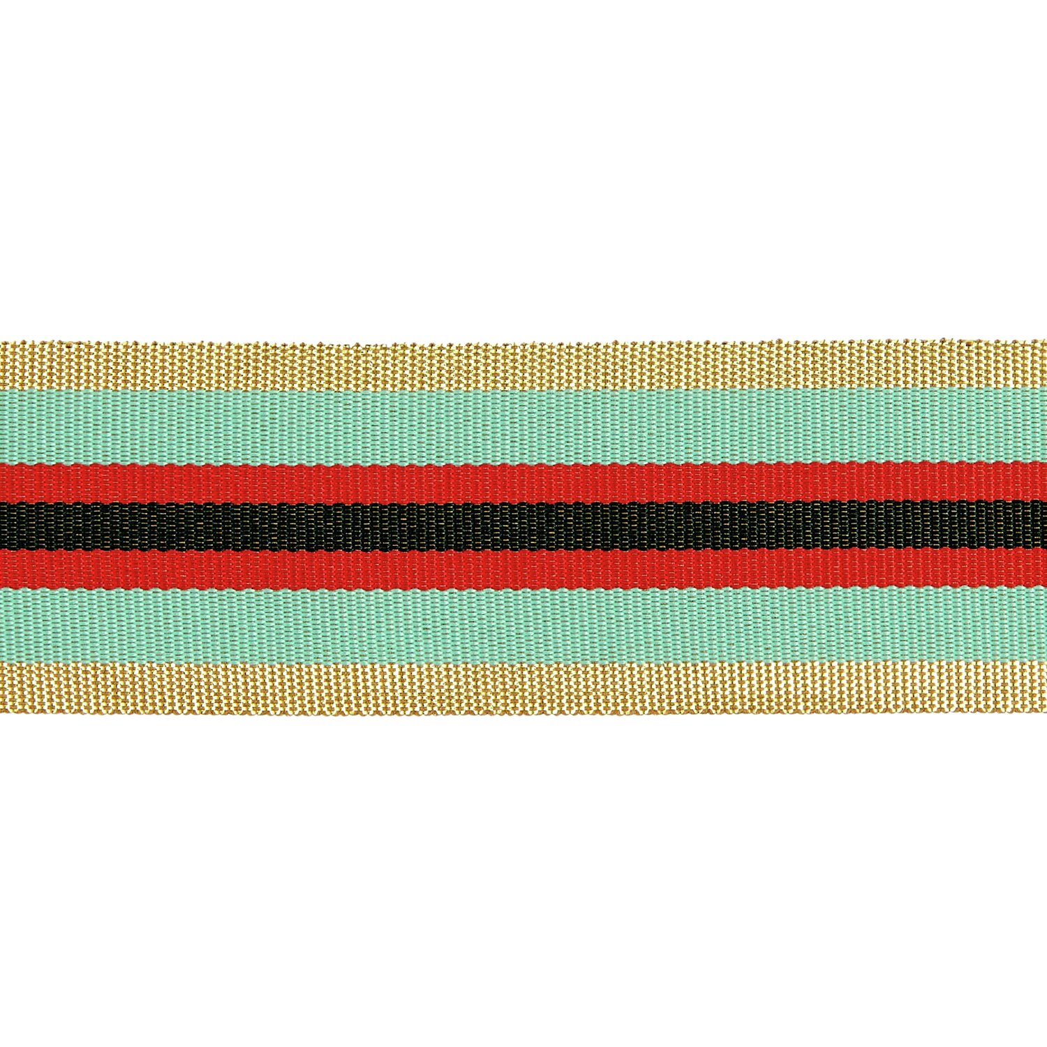 Paper Poetry Webband mit Streifen in Gold, Grün und Rot von Rico Design, 38mm breit, 3m lang.