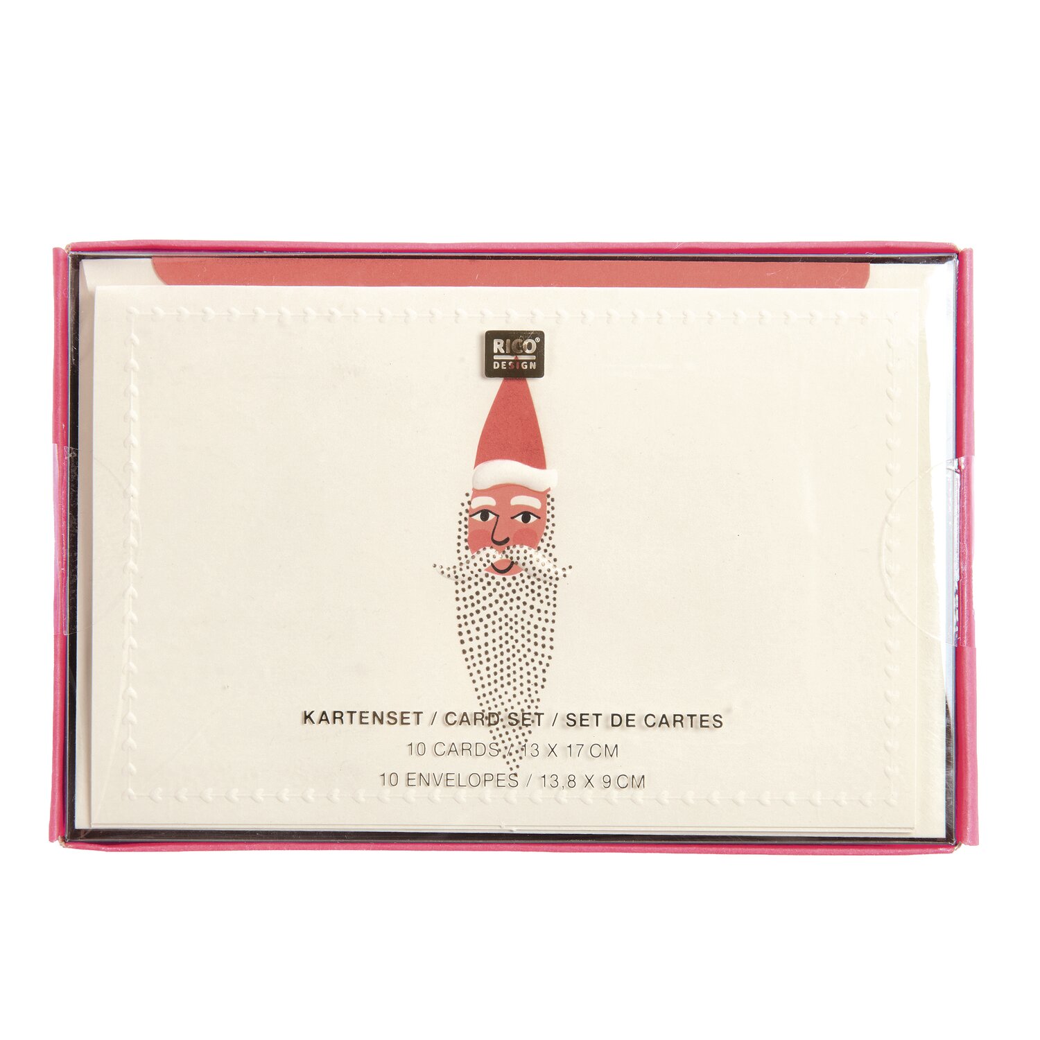 Premium Kartenset Weihnachtsmann Rot 13,8x9cm von Rico Design