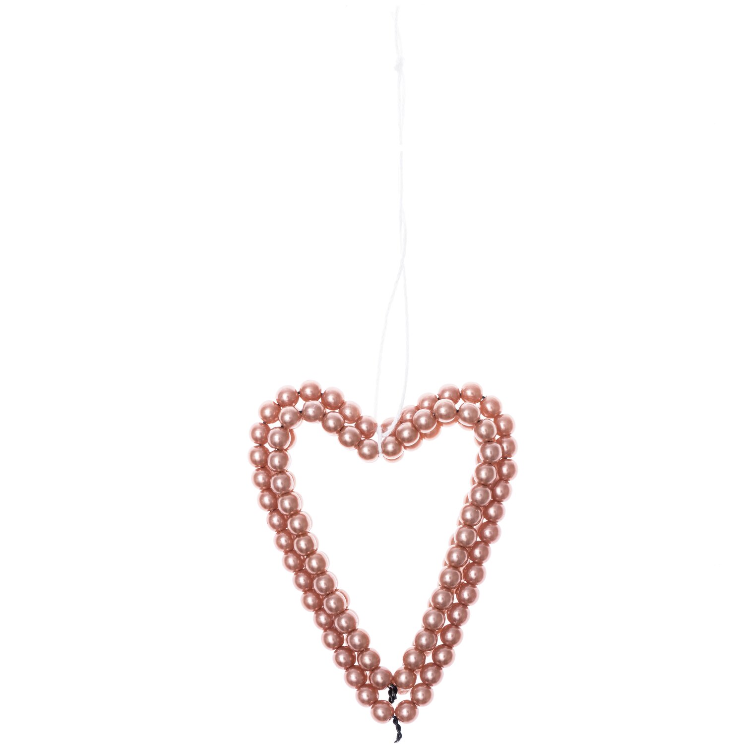 Perlenhänger Herz groß rosegold: Herzförmiger Anhänger aus rosa Perlen von Rico Design, ideal für Dekorationen.