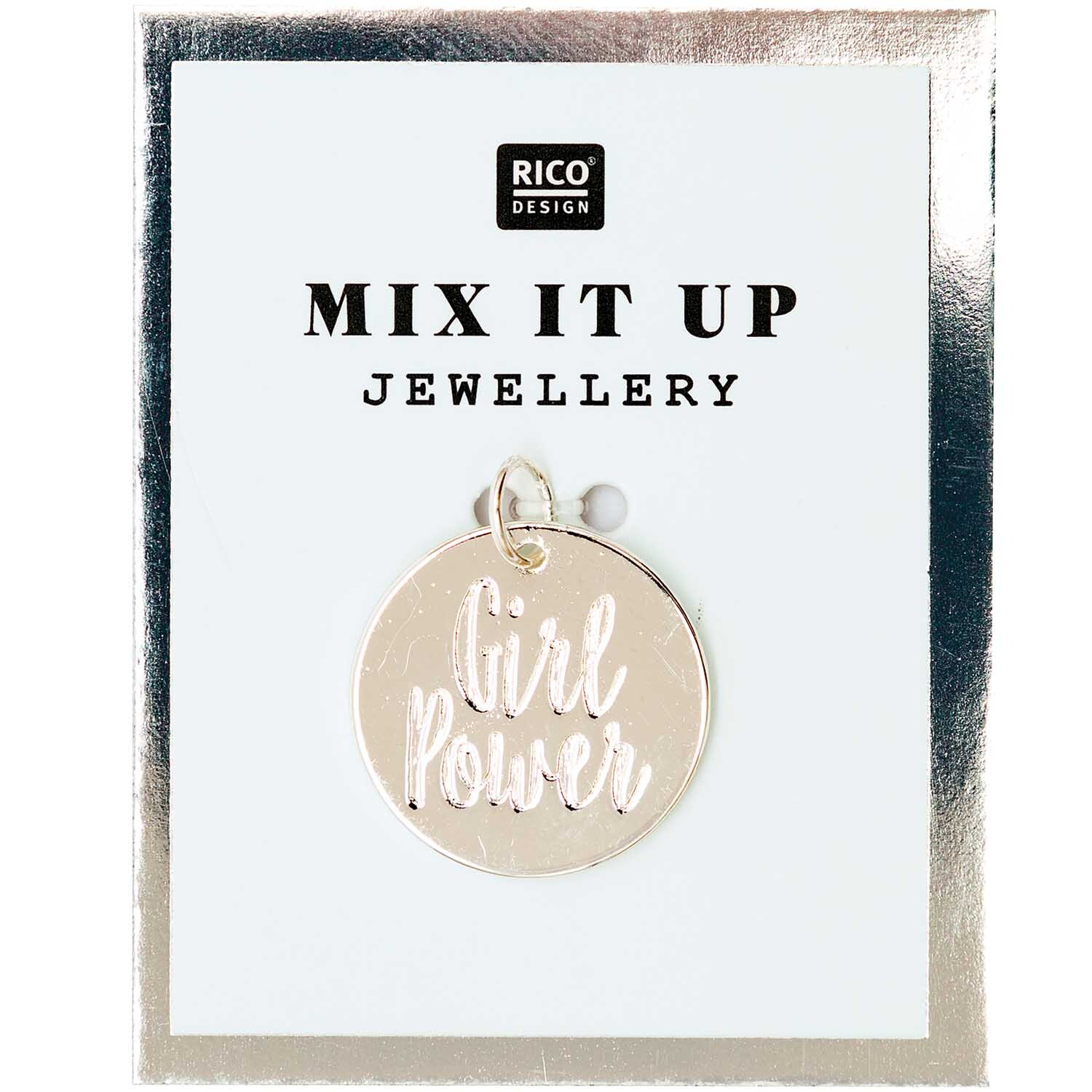 Mix it Up - Jewellery Anhänger Scheibe Girl Power silber Ø17mm Mix it Up - Jewellery Anhänger Scheibe Girl Power silber Ø17mm