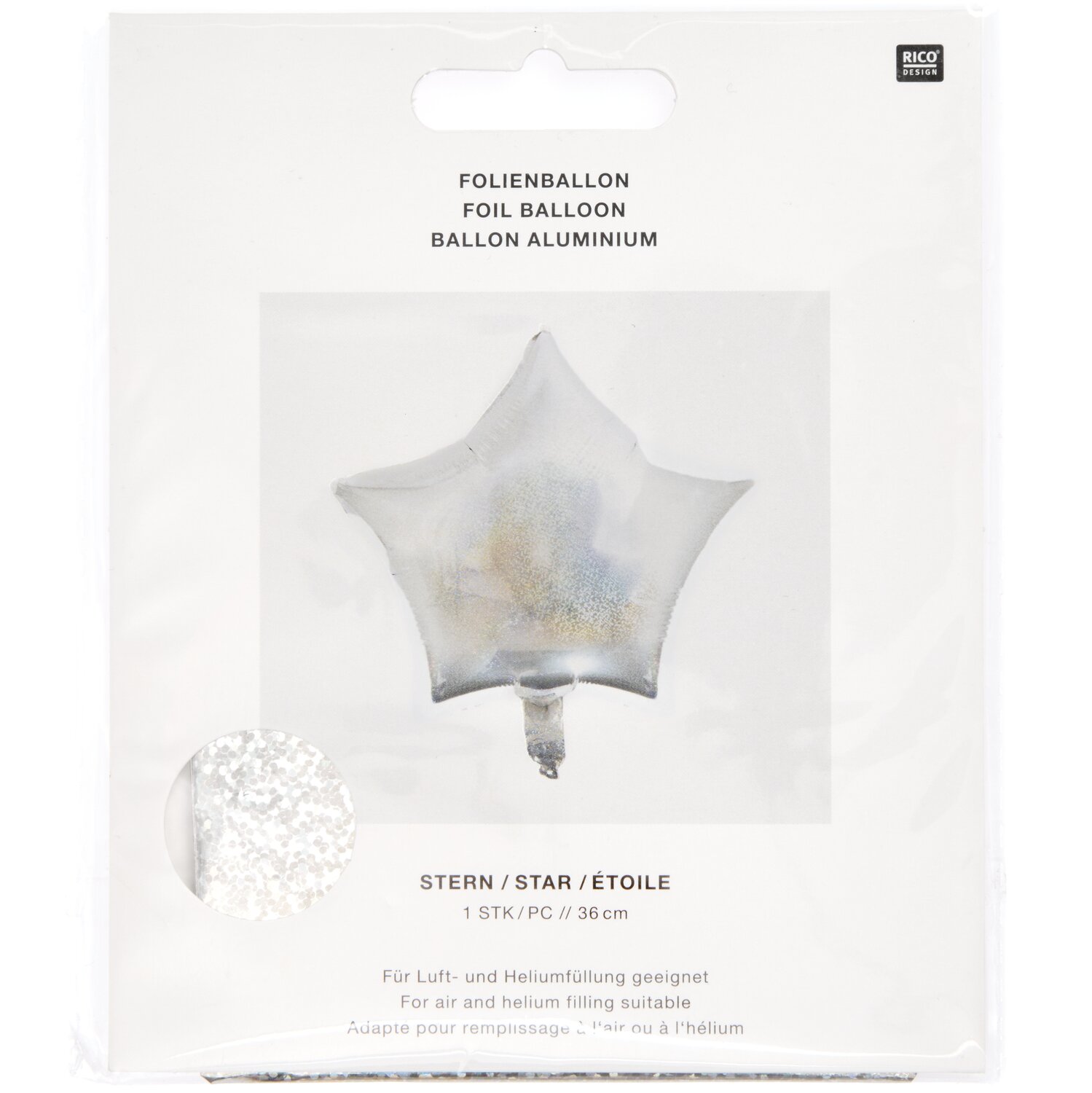 Folienballon Stern silber-holographic klein 36cm von Rico Design