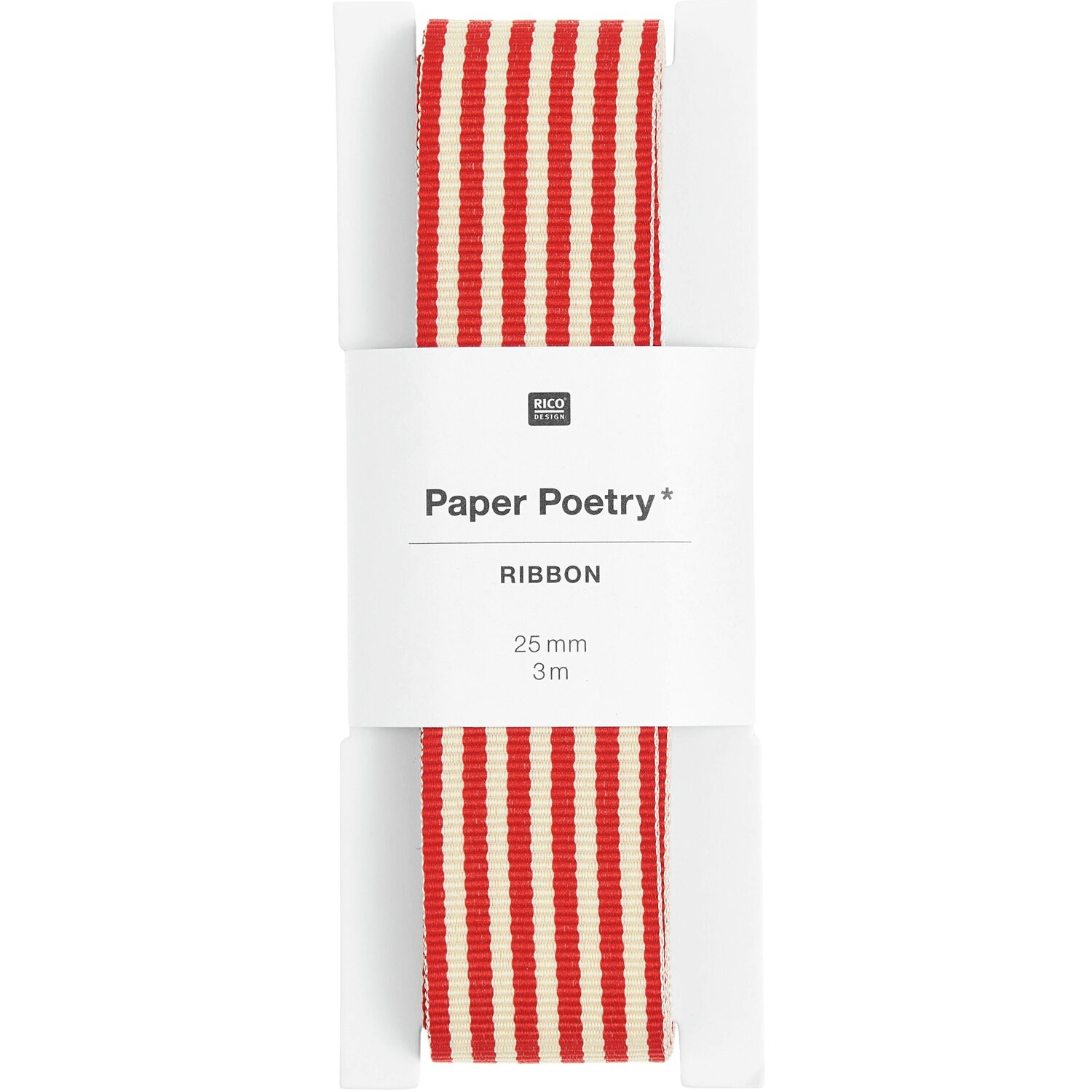 Paper Poetry Webband Duo Streifen Rot/Creme 25mmx3m von Rico Design