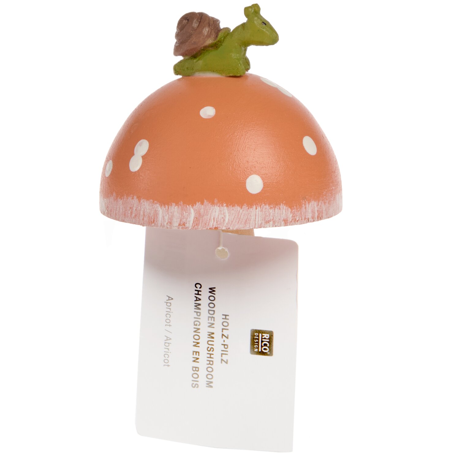 Holz Pilz gepunktet Apricot-Natur 5,6x9,4x5,6cm von Rico Design