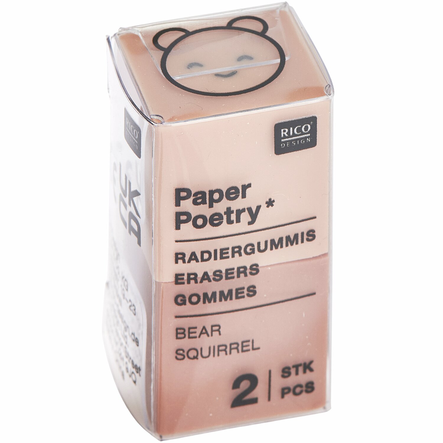 Paper Poetry Radiergummi-Set Chingu, hellbraun/dunkelbraun, 2-teilig, 2x2x2cm, von Rico Design.