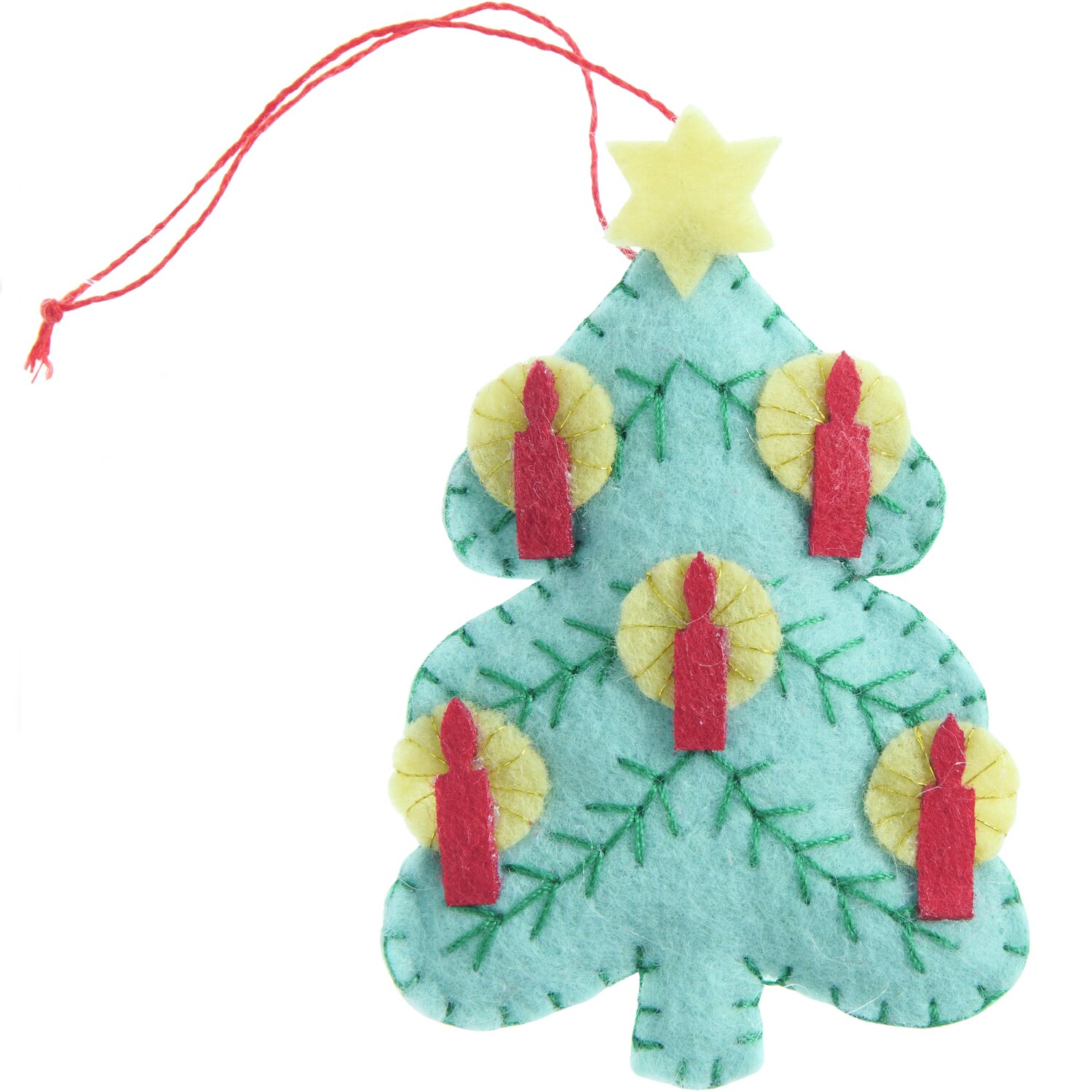 Aufhänger Filz-Tanne mit Kerzen Mint 8x5,5x1,6cm von Rico Design