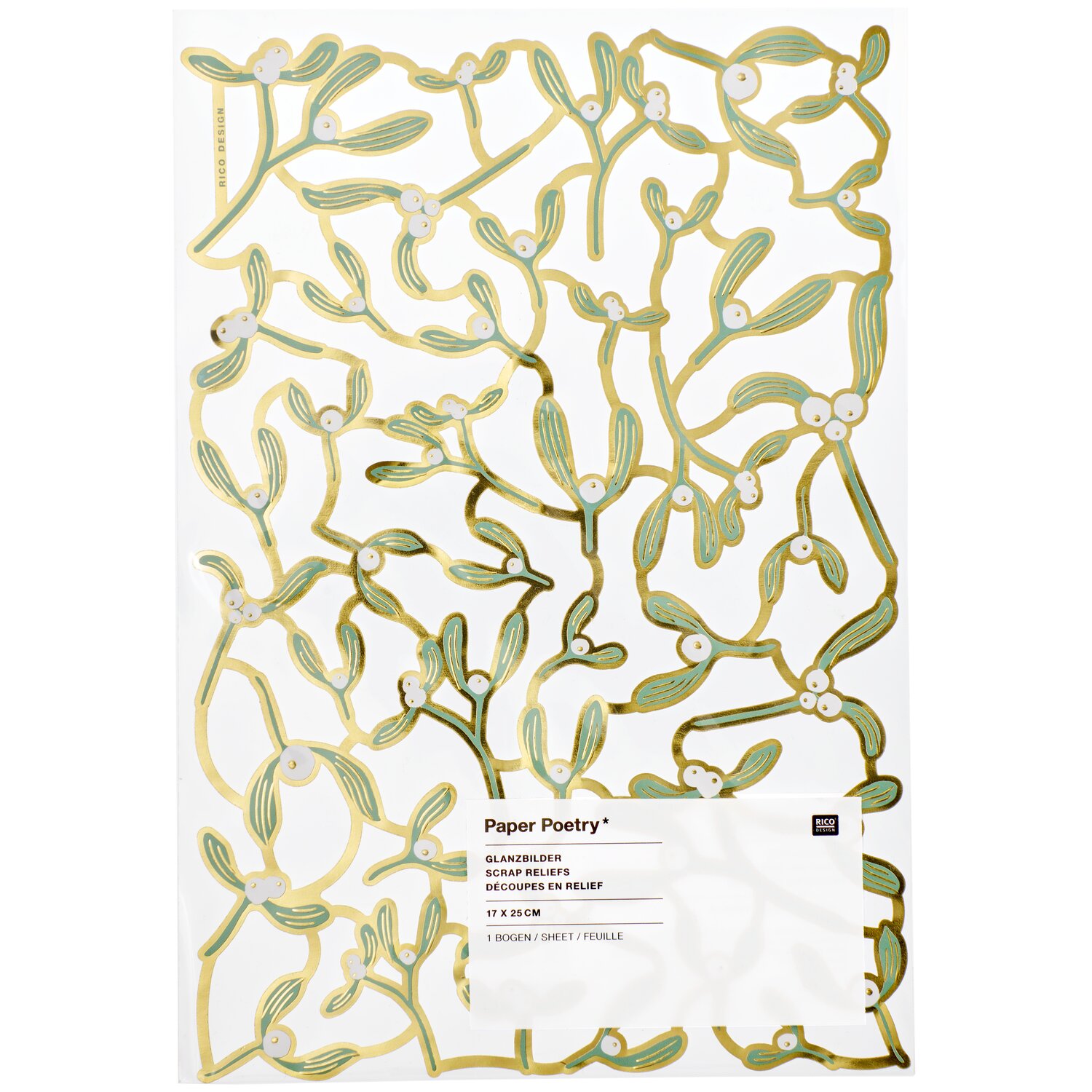 Paper Poetry Glanzbilder Advent Mistelzweige 1 Bogen von Rico Design