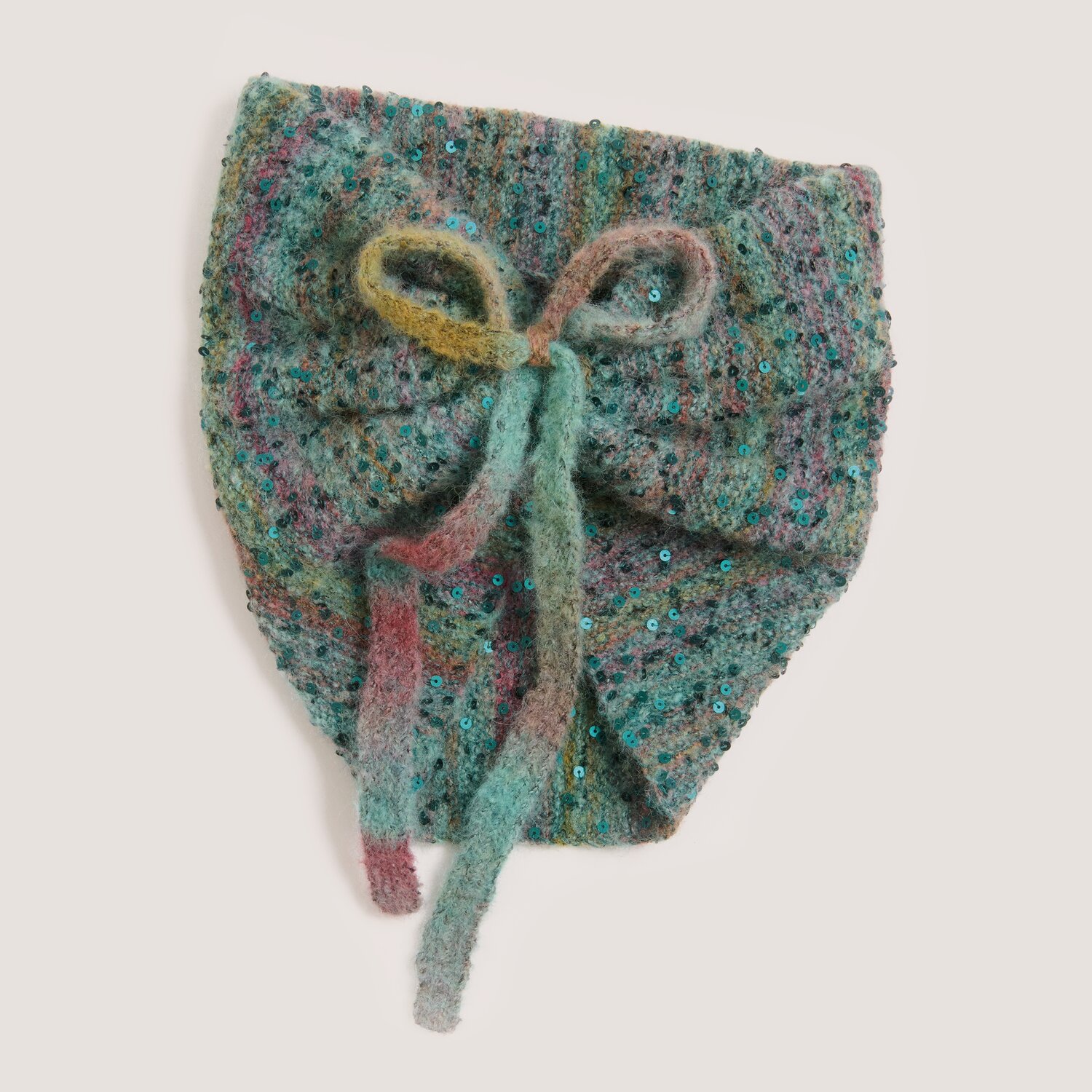 Fashion Wool Alpaca Landscape Creative Make It Paillette, gestrickte Babymütze im melierten Grünton mit Bindeband und Pailletten, Rico Design, 25g 170m 50g 305m