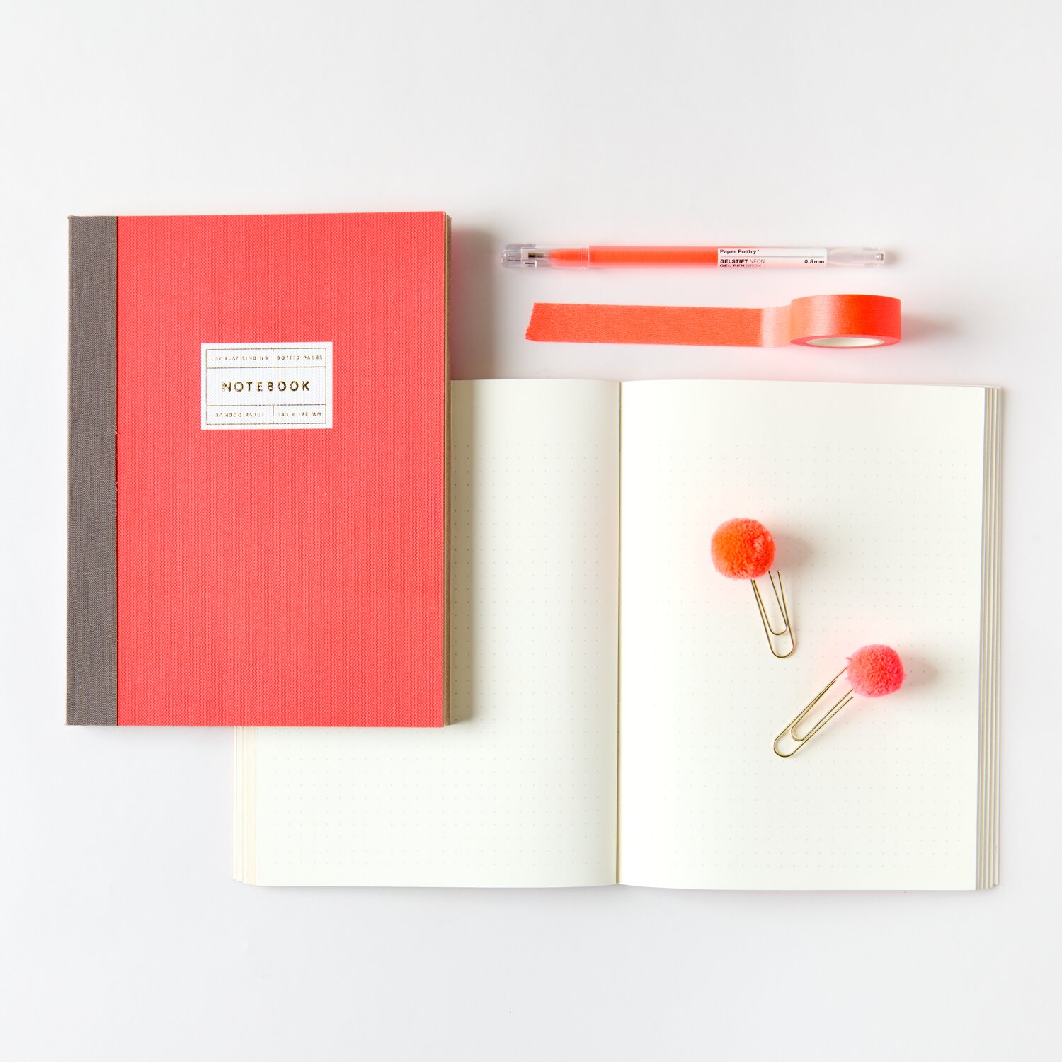 Paper Poetry Notizbuch S  Goldrand Farbe Neonrot von Rico Design