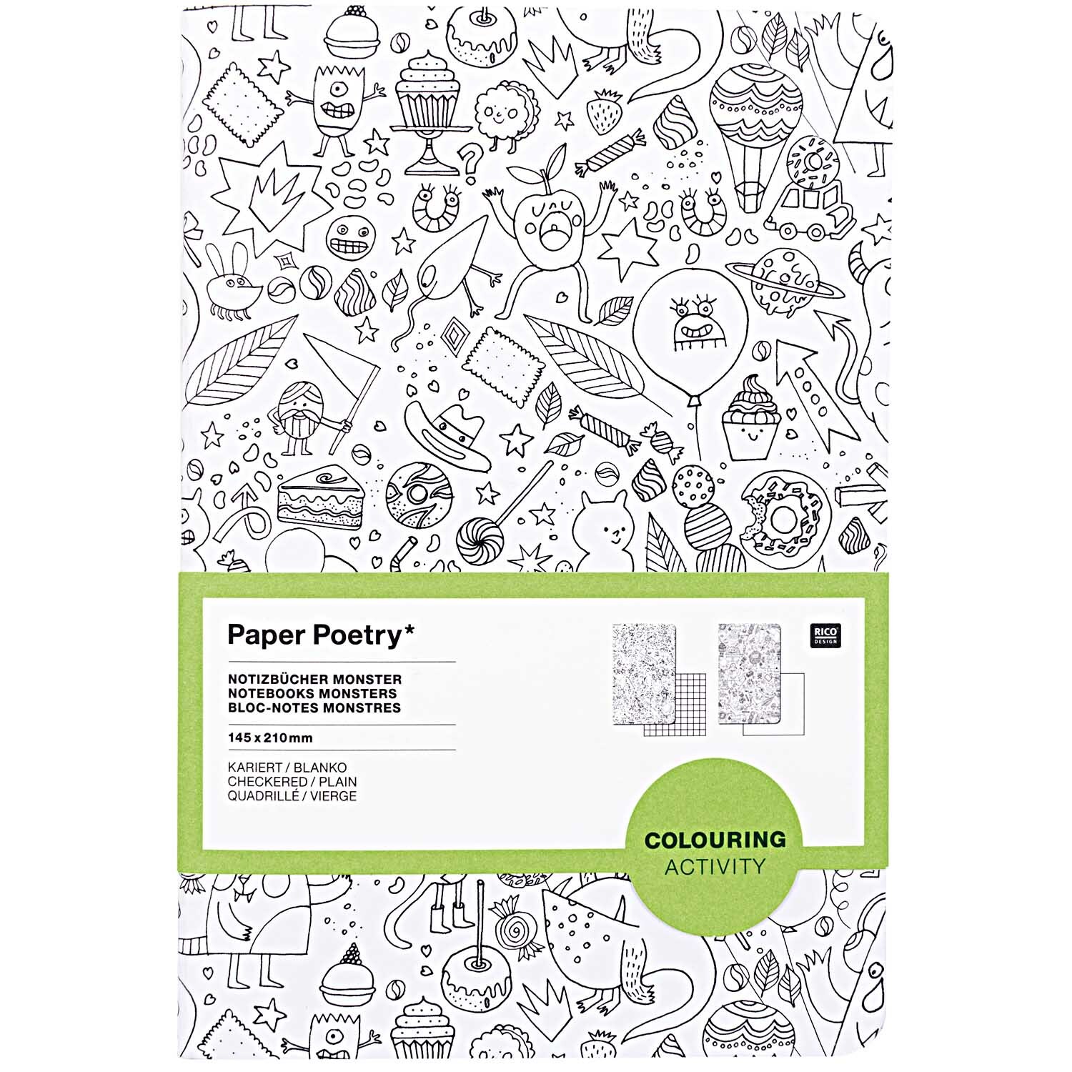 Paper Poetry Notizbuch A5 Monster zum Ausmalen 2 Stück Paper Poetry Notizbuch A5 Monster zum Ausmalen 2 Stück
