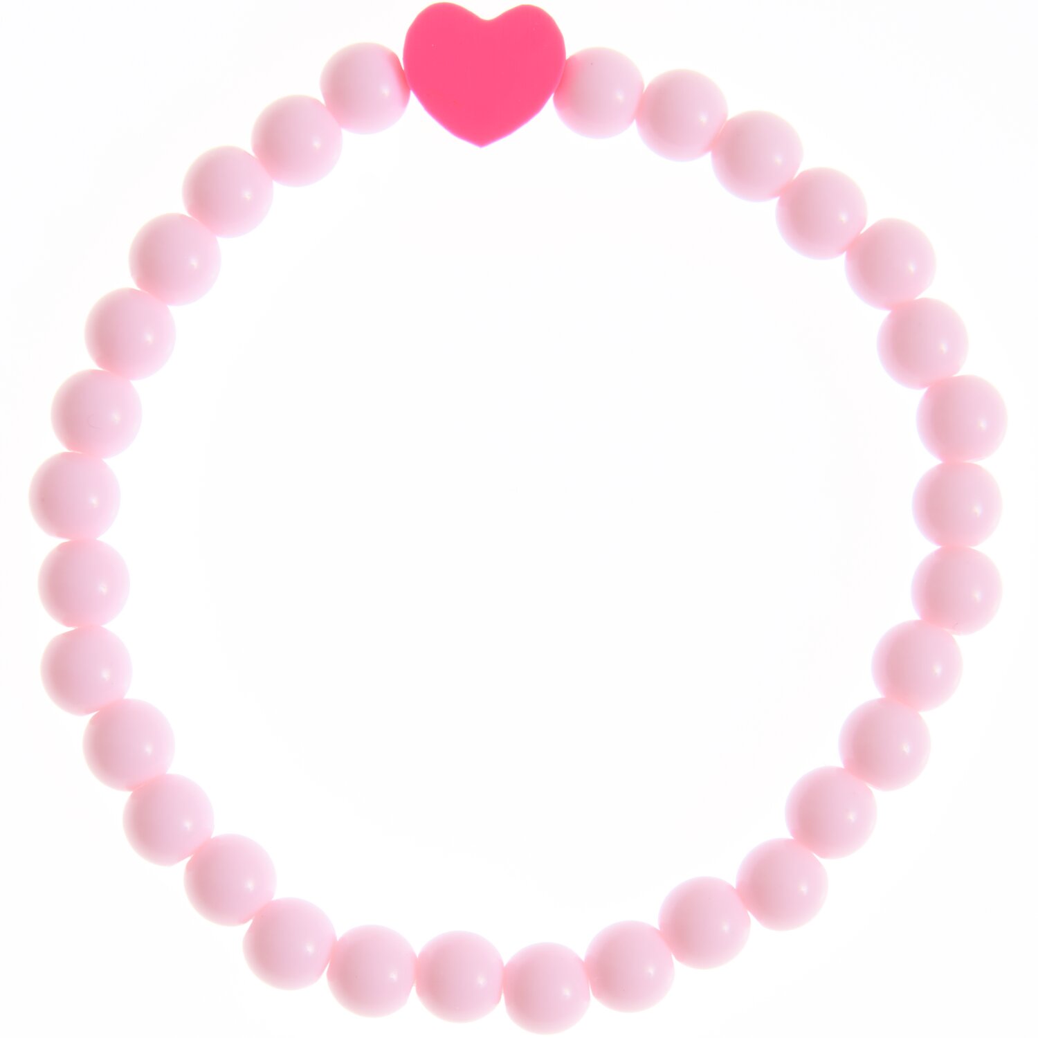 Armband Hello Heart: Rosa Perlenarmband mit rotem Herz, 17,5 cm, ideal für modische Akzente.