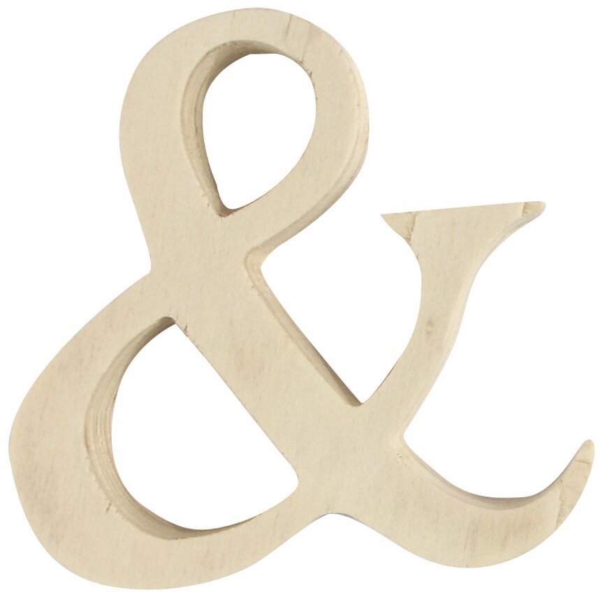 Holz-Zeichen &: Natürliches Holz-Zeichen in Form eines Ampersands, 8cm groß, von Rico Design.