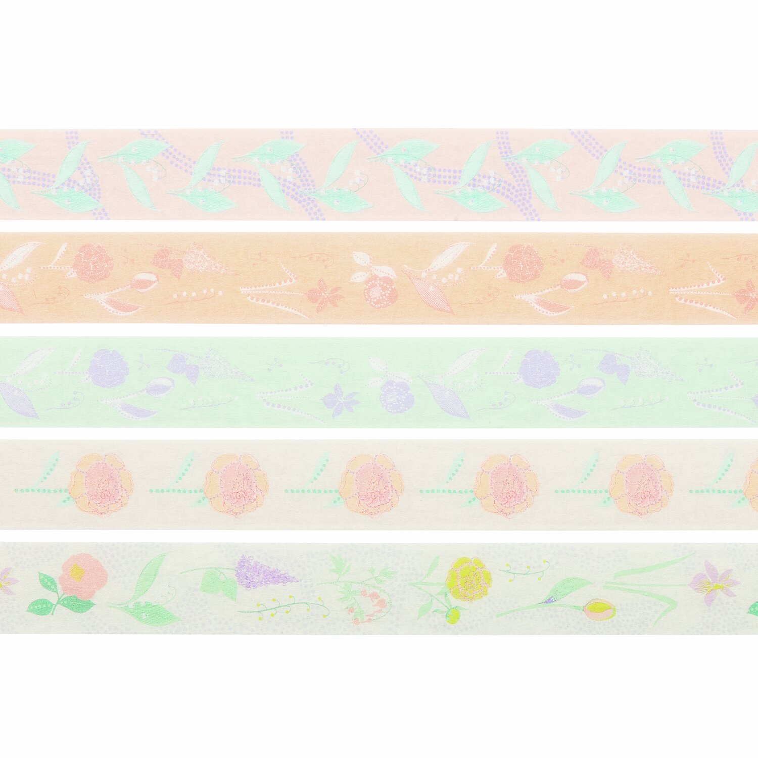 Tape Set Blumen pastell 5 Stück 1,5cmx10m von Rico Design