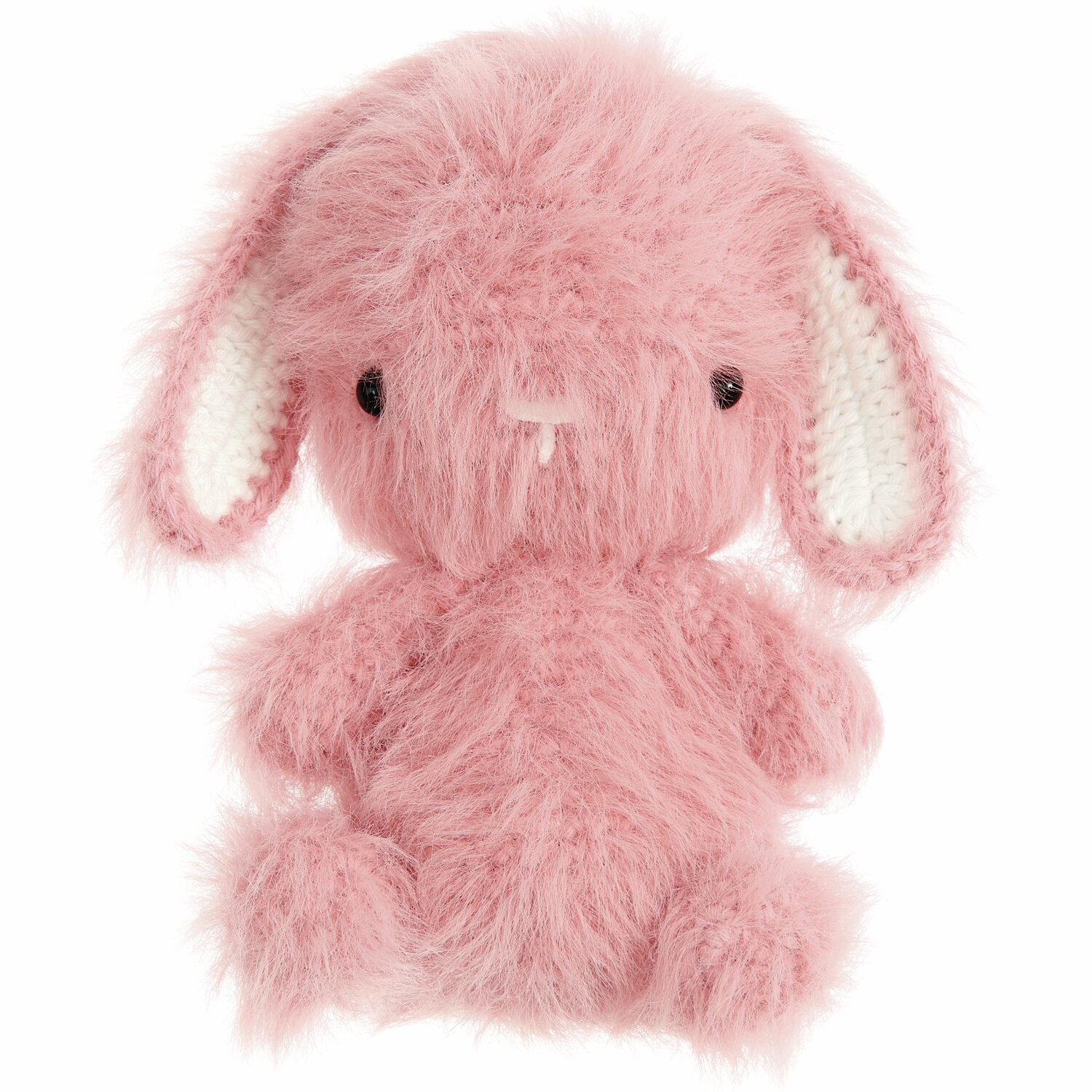 Ricorumi Furry Furry 25g 175m Farbe Gelb von Rico Design Ricorumi Furry Animals: Flauschiger rosa Hase mit schwarzen Sicherheitsaugen, gestrickt aus weichem Garn. Ideal für kreative Handarbeiten.