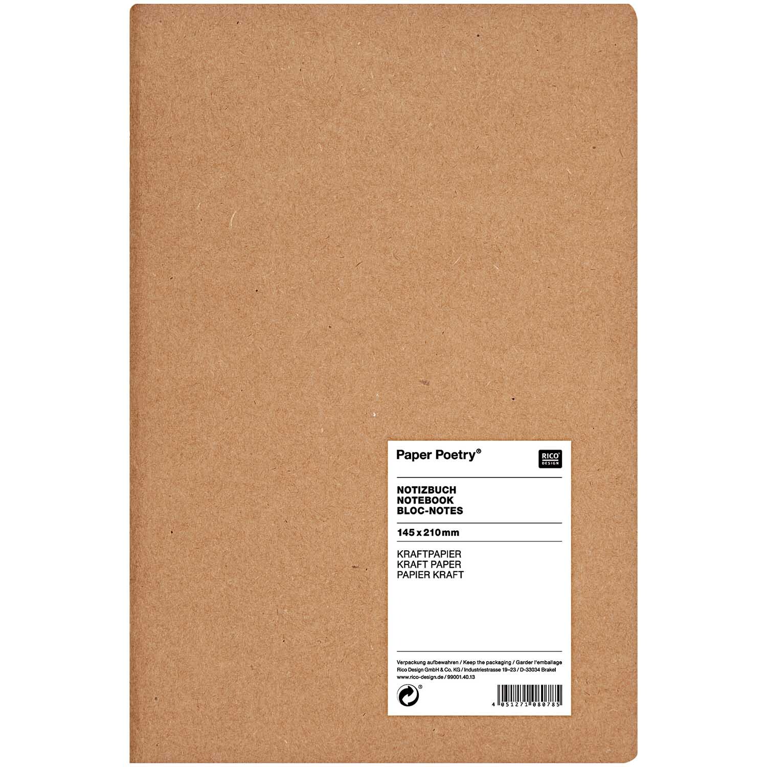 Paper Poetry Notizbuch braun A5 Kraftpapier unliniert Paper Poetry Notizbuch braun A5 Kraftpapier unliniert