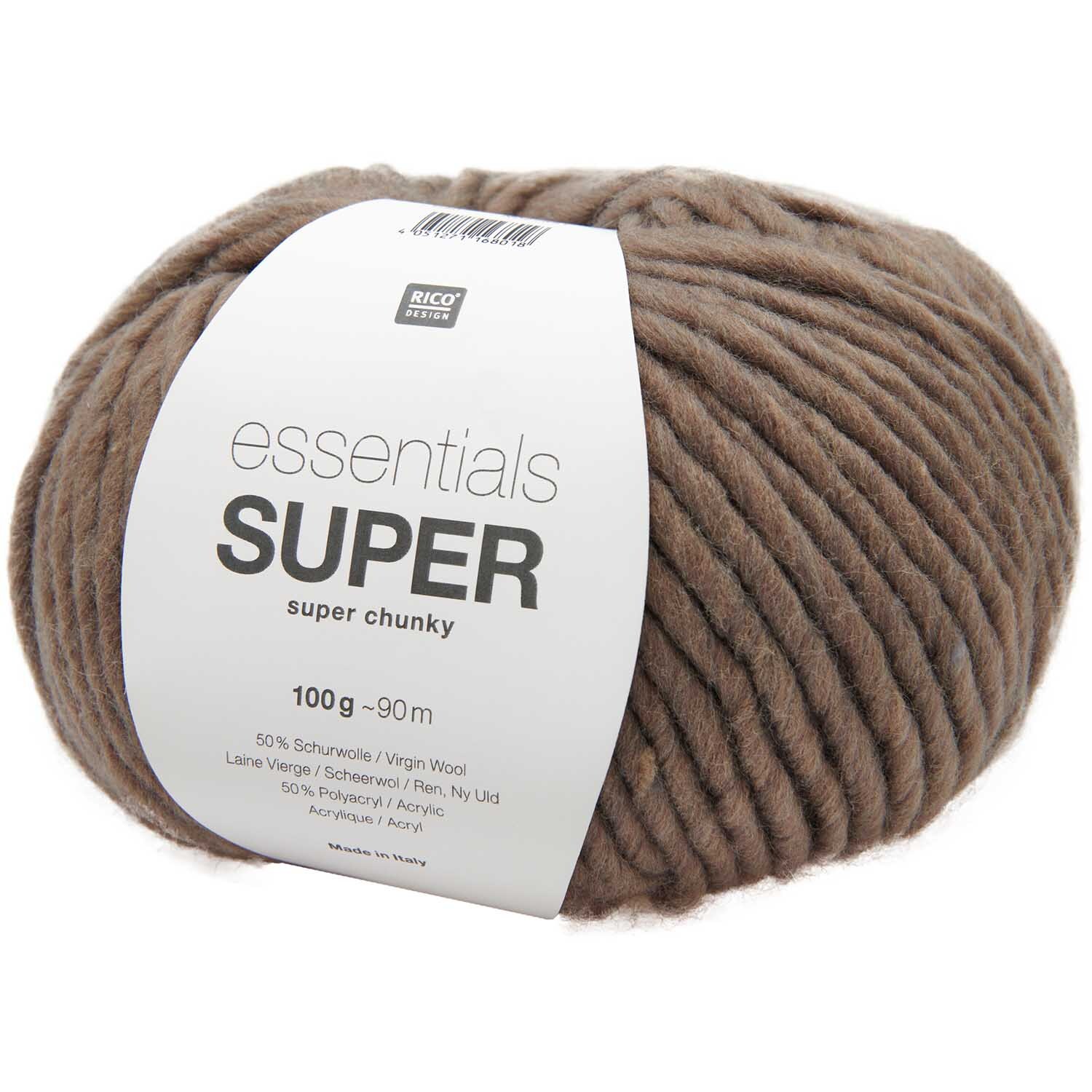 Essentials Super super chunky Wolle in Taupe von Rico Design, 100g Knäuel, 90m Länge.
